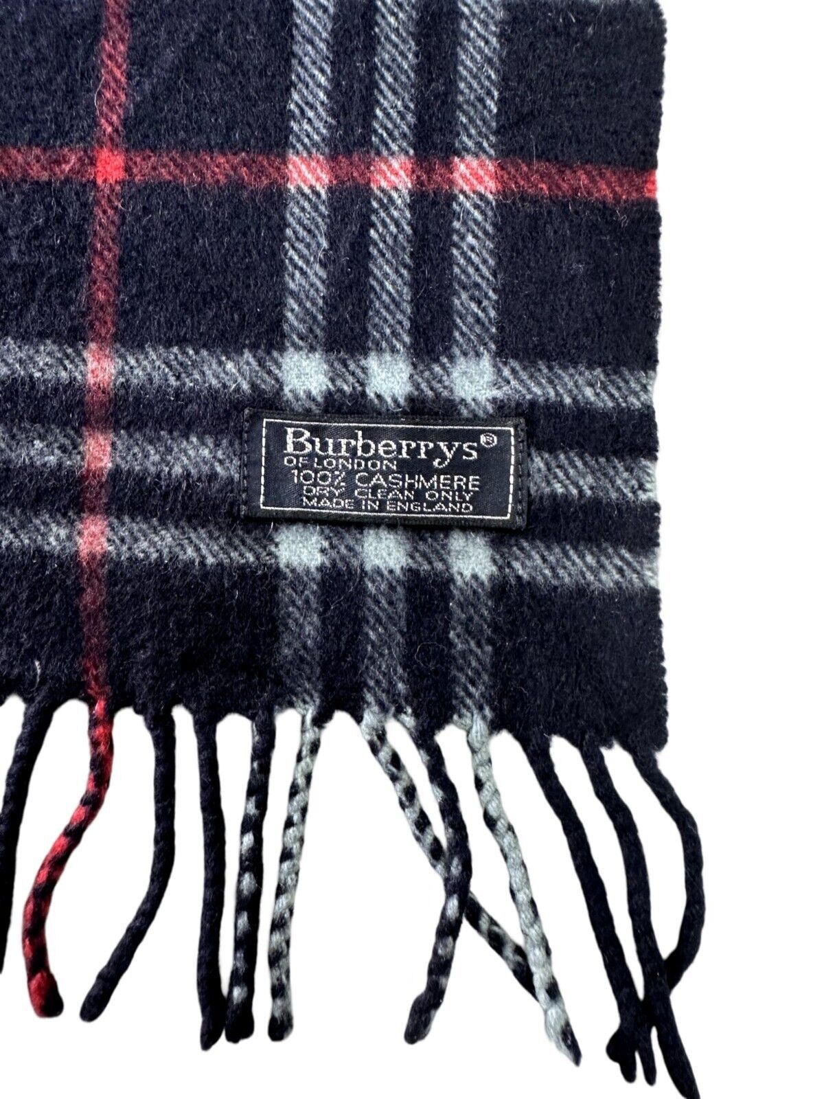 Burberry Burberrys Classic Check Unisex Scarf Navy Blue 100% Cashmere Size ONE SIZE - 3 Thumbnail