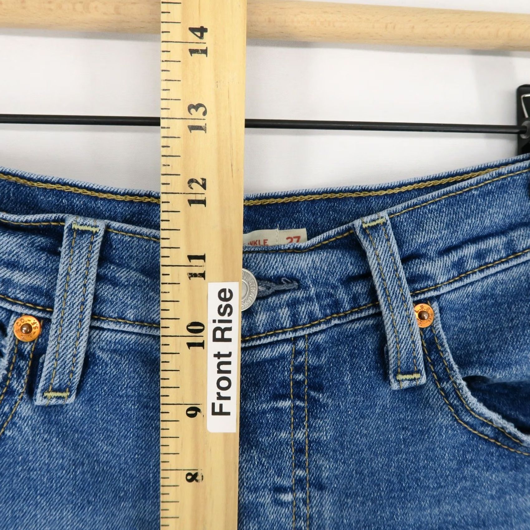 Vintage Levis Ribcage Straight Ankle Jeans Womens 27 Blue High Rise Button Fly Stretch Size 27" / US 4 / IT 40 - 7 Thumbnail