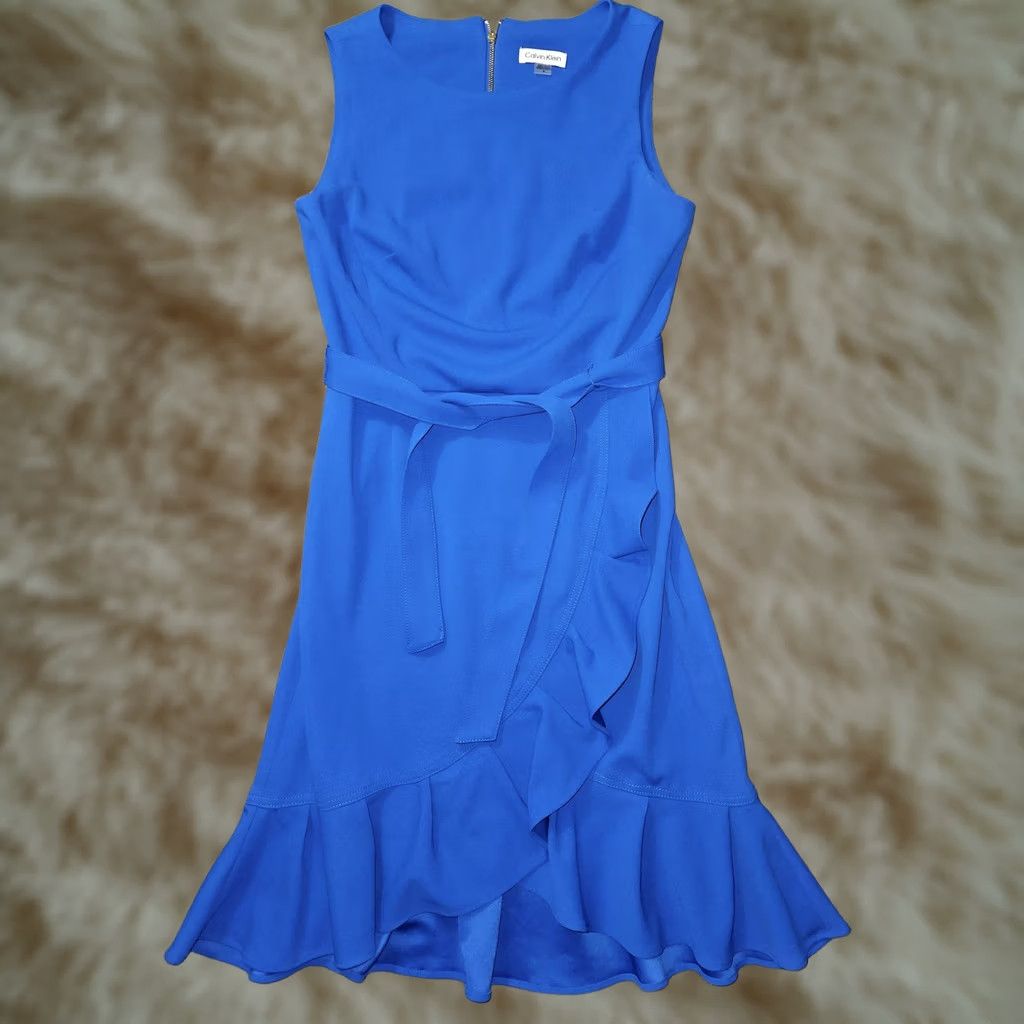 calvin klein ruffle hem midi dress Calvin Klein Women's Cotton Tiered Ruffle-Hem Shirtdress