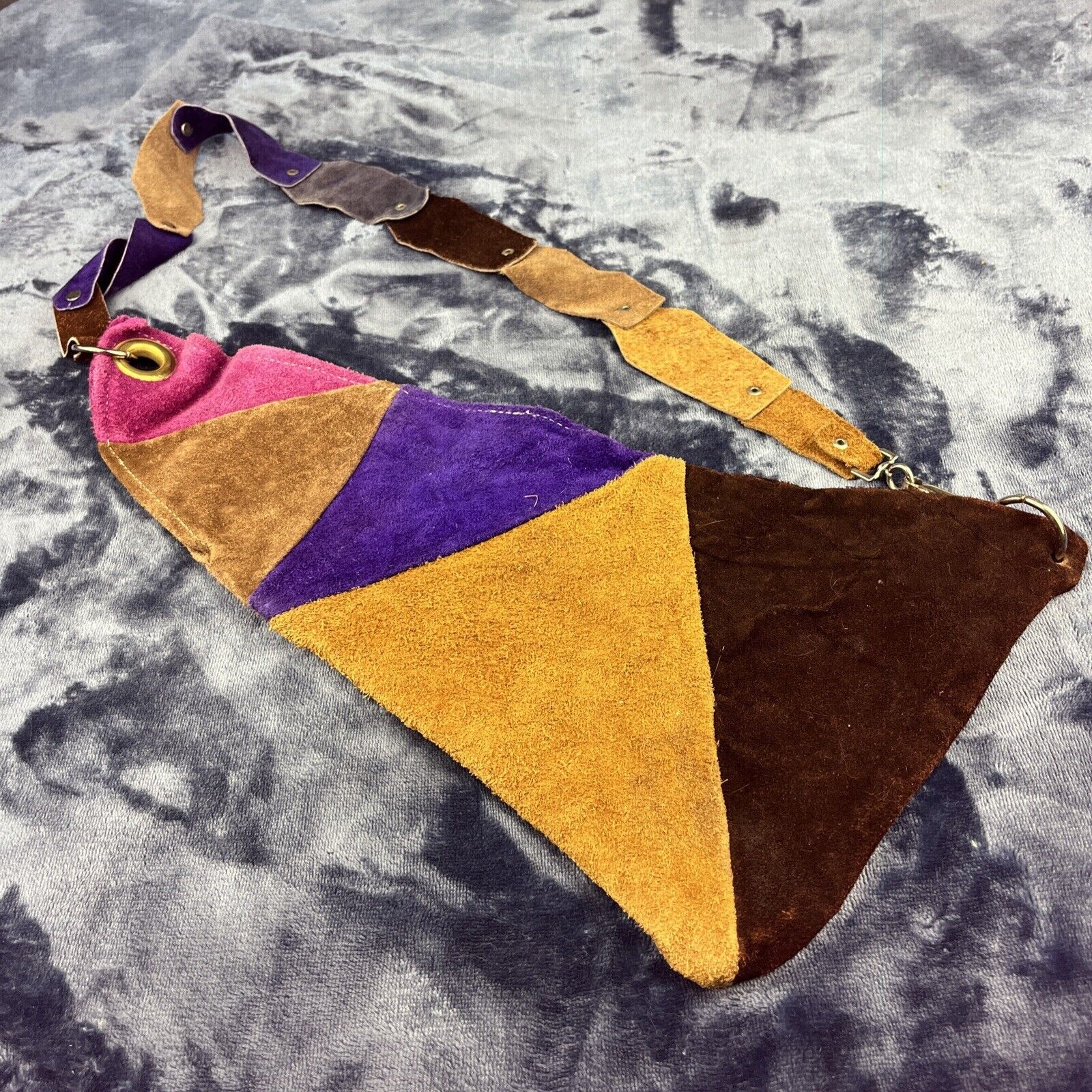 Handmade Patchwork Leather Sling Bag Handmade Canteen Holder Artsy Size ONE SIZE - 8 Thumbnail