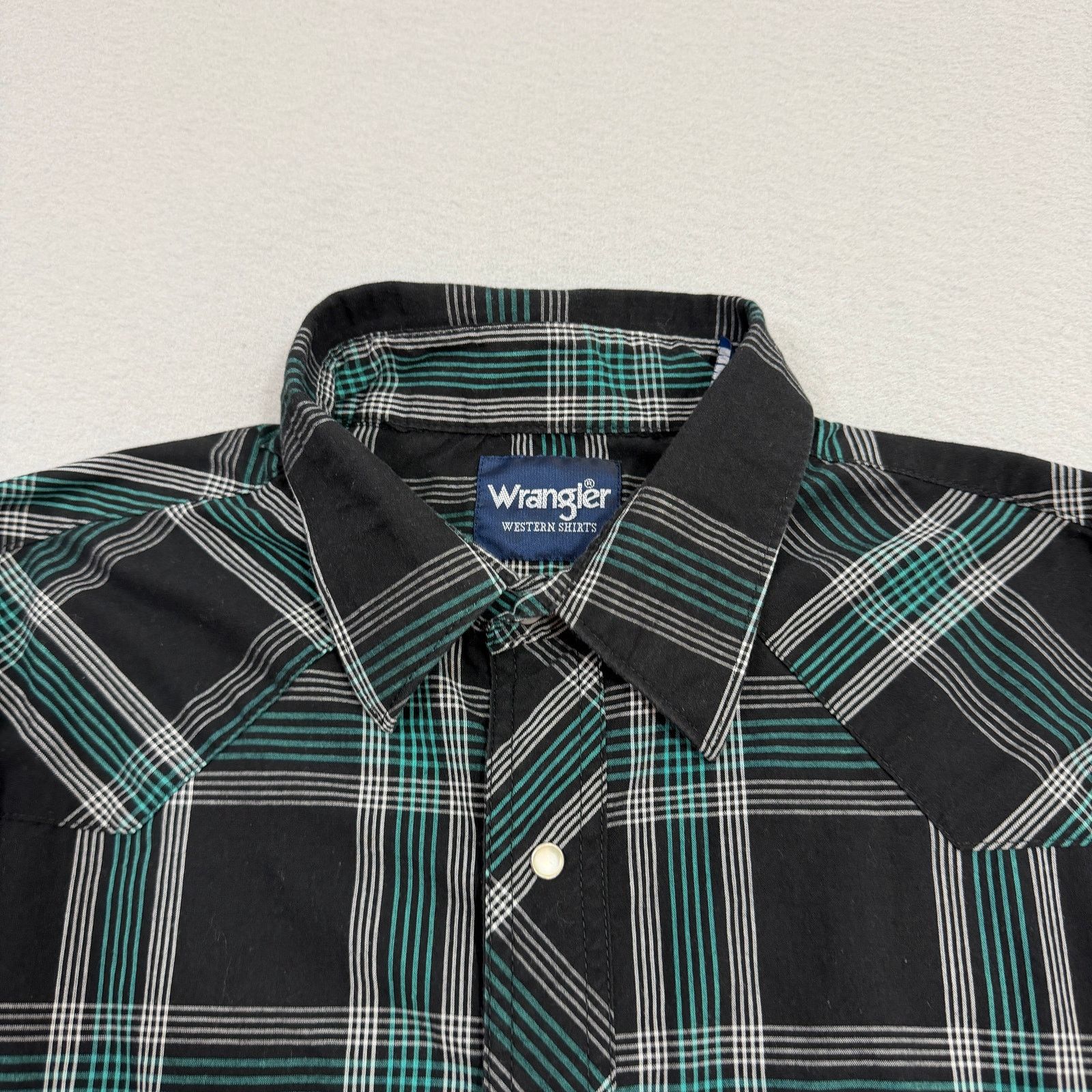 Wrangler Vintage Wrangler Pearl Snap Shirt Men's 17.5 XL Black Green Size US XL / EU 56 / 4 - 4 Thumbnail