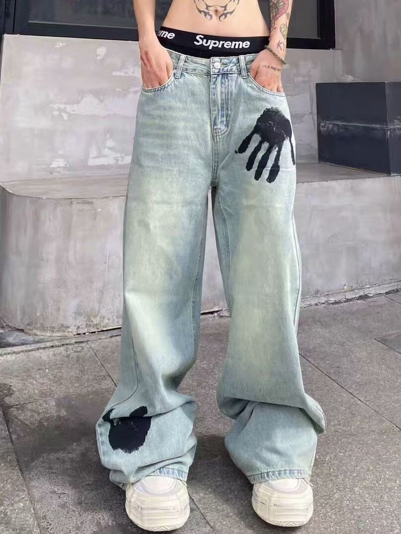 Japanese Brand × Jean Retro loose high street printed jeans Size US 32 / EU 48 - 1 Thumbnail