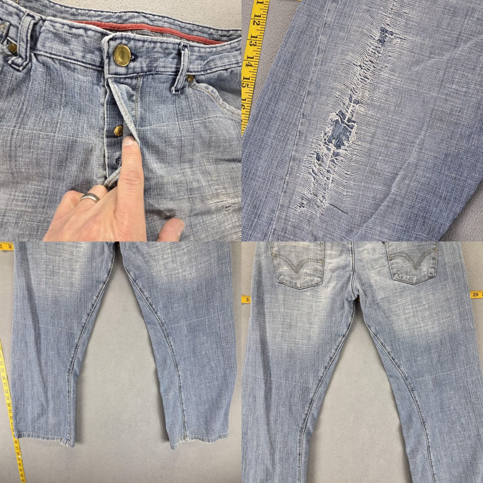 Levi's VINTAGE Levis Jeans Mens Blue Light Wash Twisted Baggy Fits 34x27 Light Denim Distressed Pockets 34 Mens Jeans Size US 34 / EU 50 - 9 Thumbnail