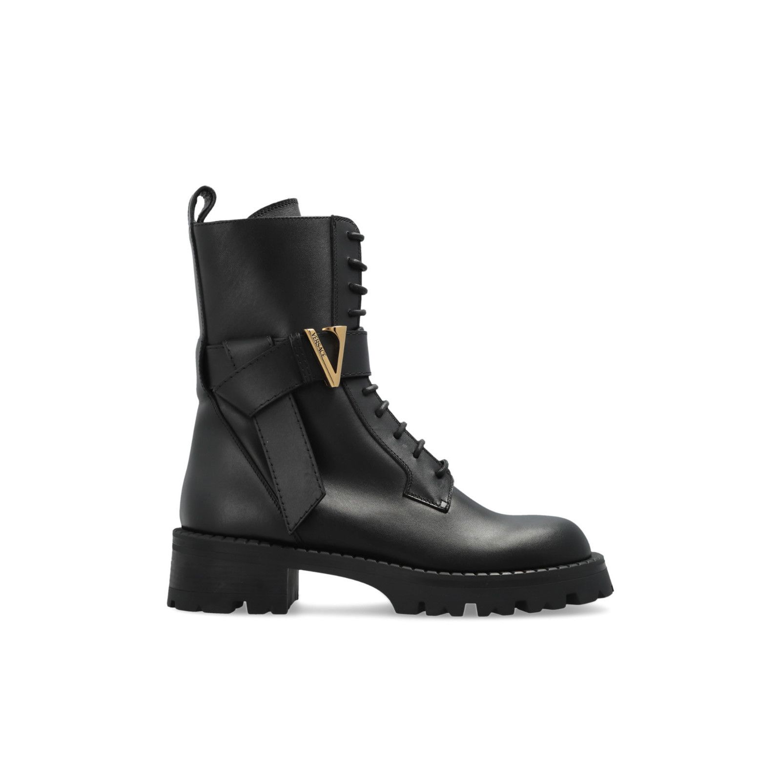 VERSACE Black Leather Ankle Boots New And Authentic (Women's