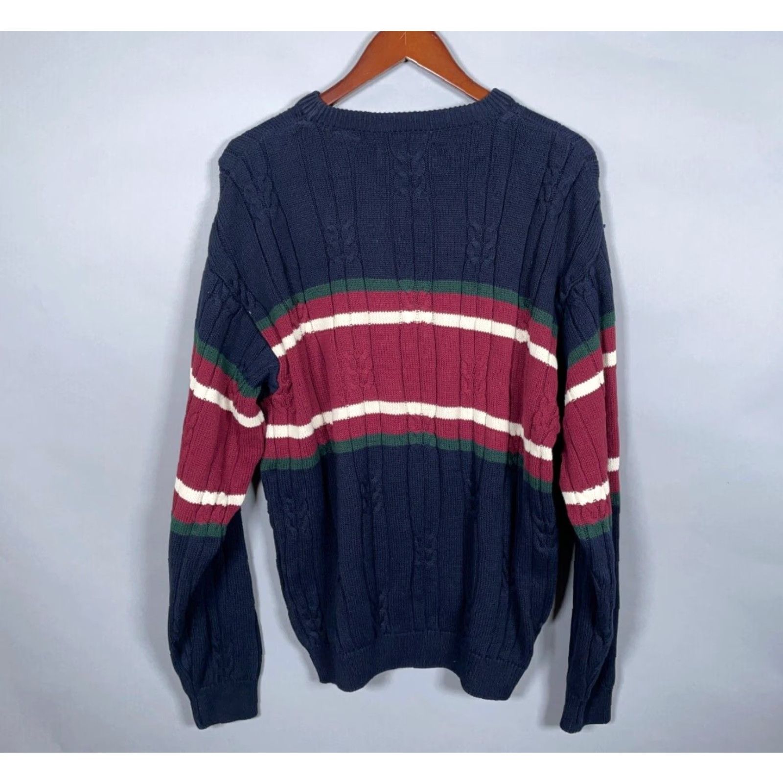 Vintage VINTAGE Y2K Chunky Knit Sweater Adult Large Blue Red Striped Cotton Retro Mens Size US L / EU 52-54 / 3 - 2 Thumbnail