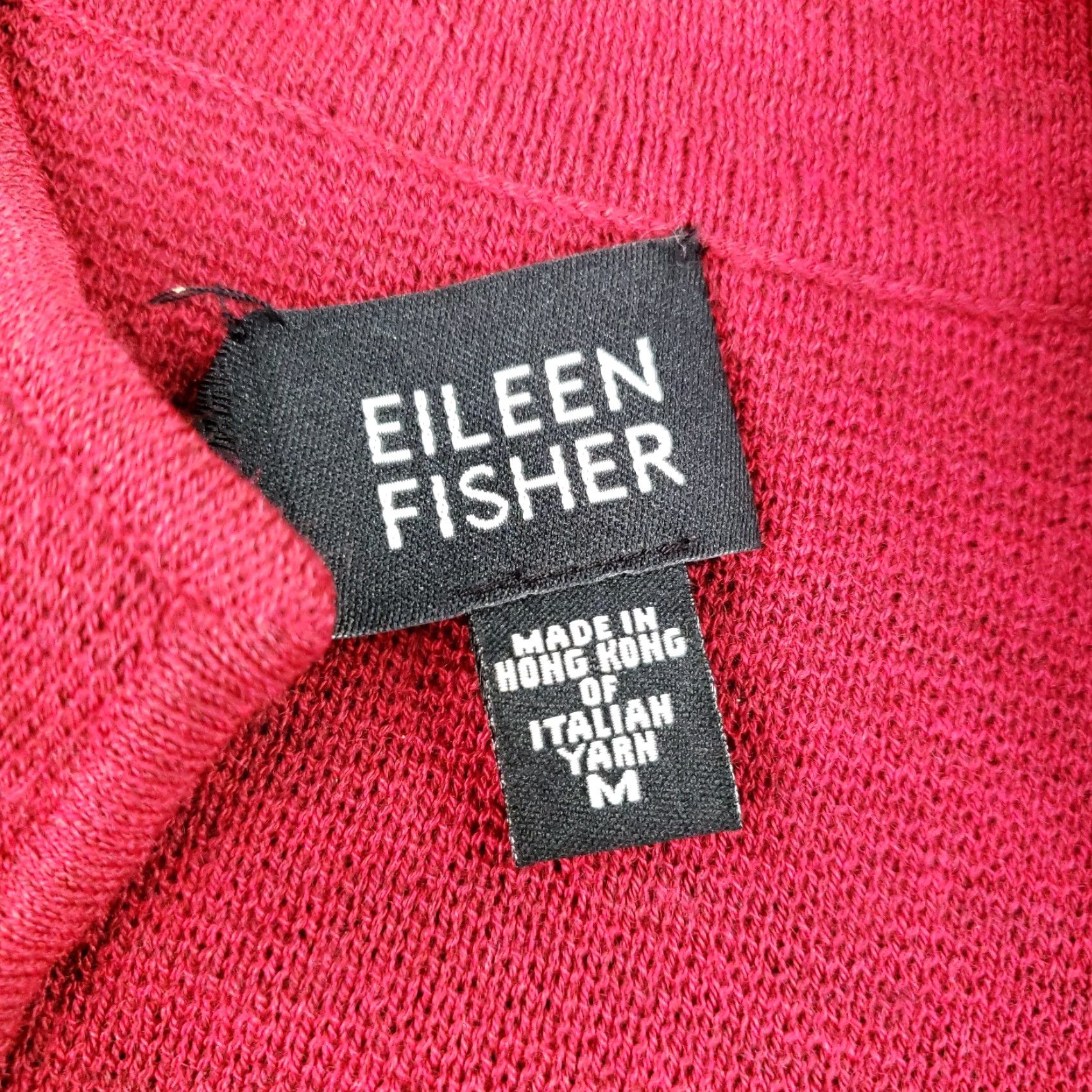 Eileen Fisher VINTAGE Eileen Fisher Cardigan Sweater Womens M Red Open Front Pockets Holes Size M / US 6-8 / IT 42-44 - 5 Thumbnail