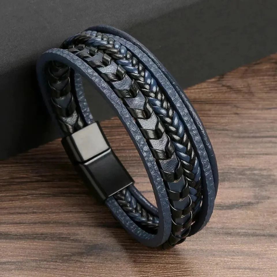 Other 3 Pcs Multi Layered Vintage Leather Rope Braided Bracelet Size ONE SIZE - 3 Thumbnail