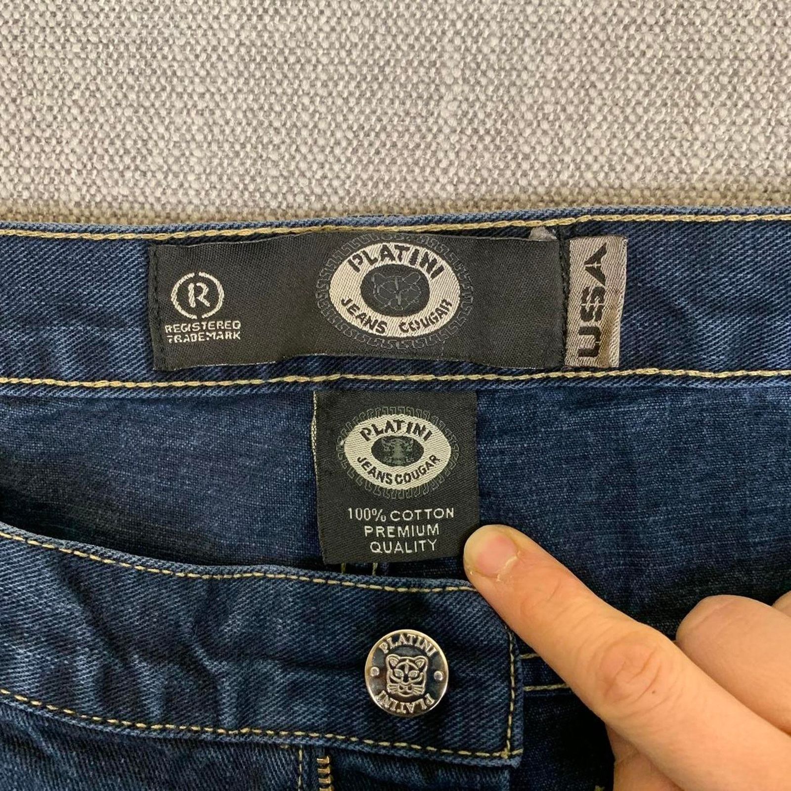 Cougar Y2K 90s Baggy Wide Leg Denim Jeans Size US 36 / EU 52 - 6 Thumbnail