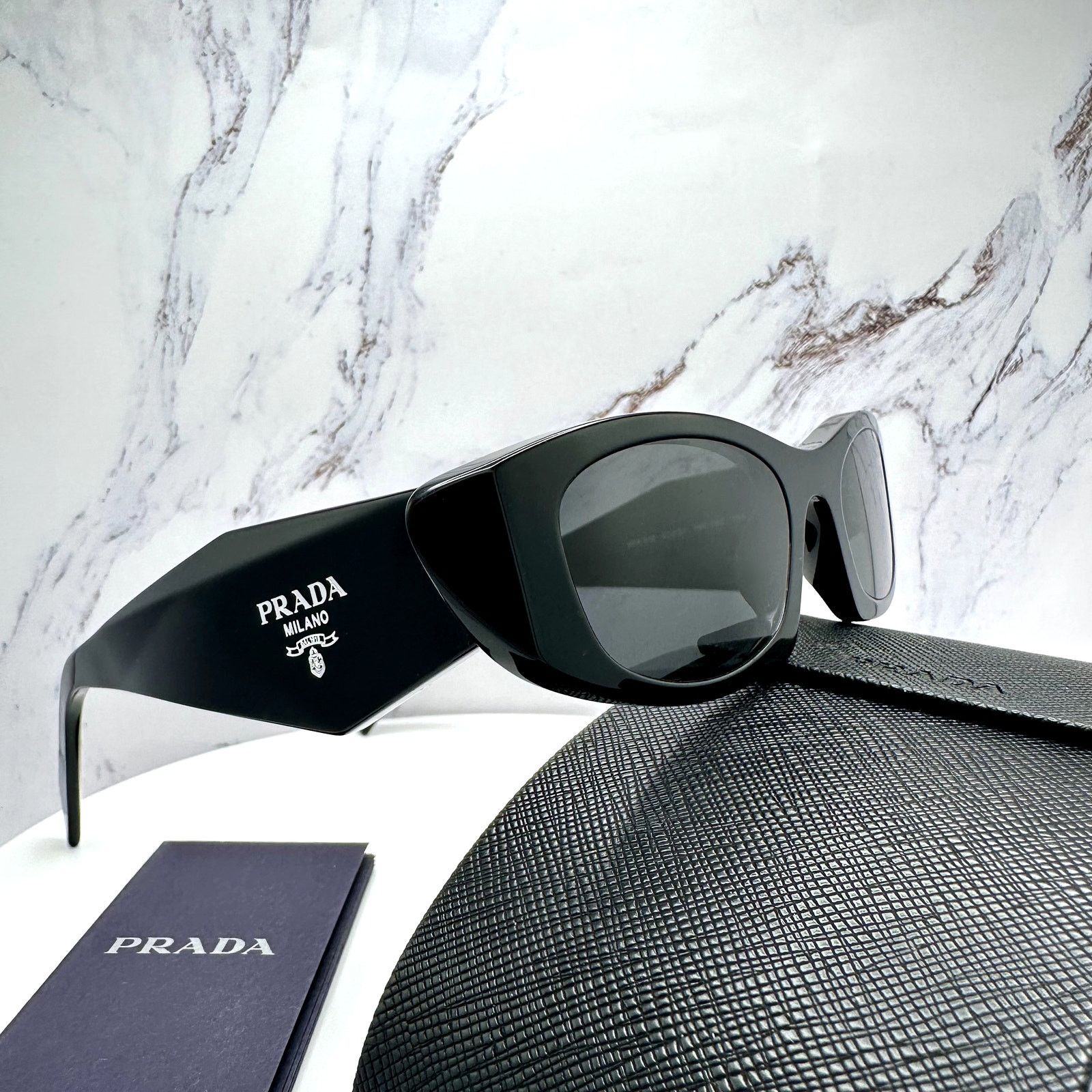 Prada New PRADA Sunglasses Black Oval Cat Eye Symbole Logo Size ONE SIZE - 16 Thumbnail