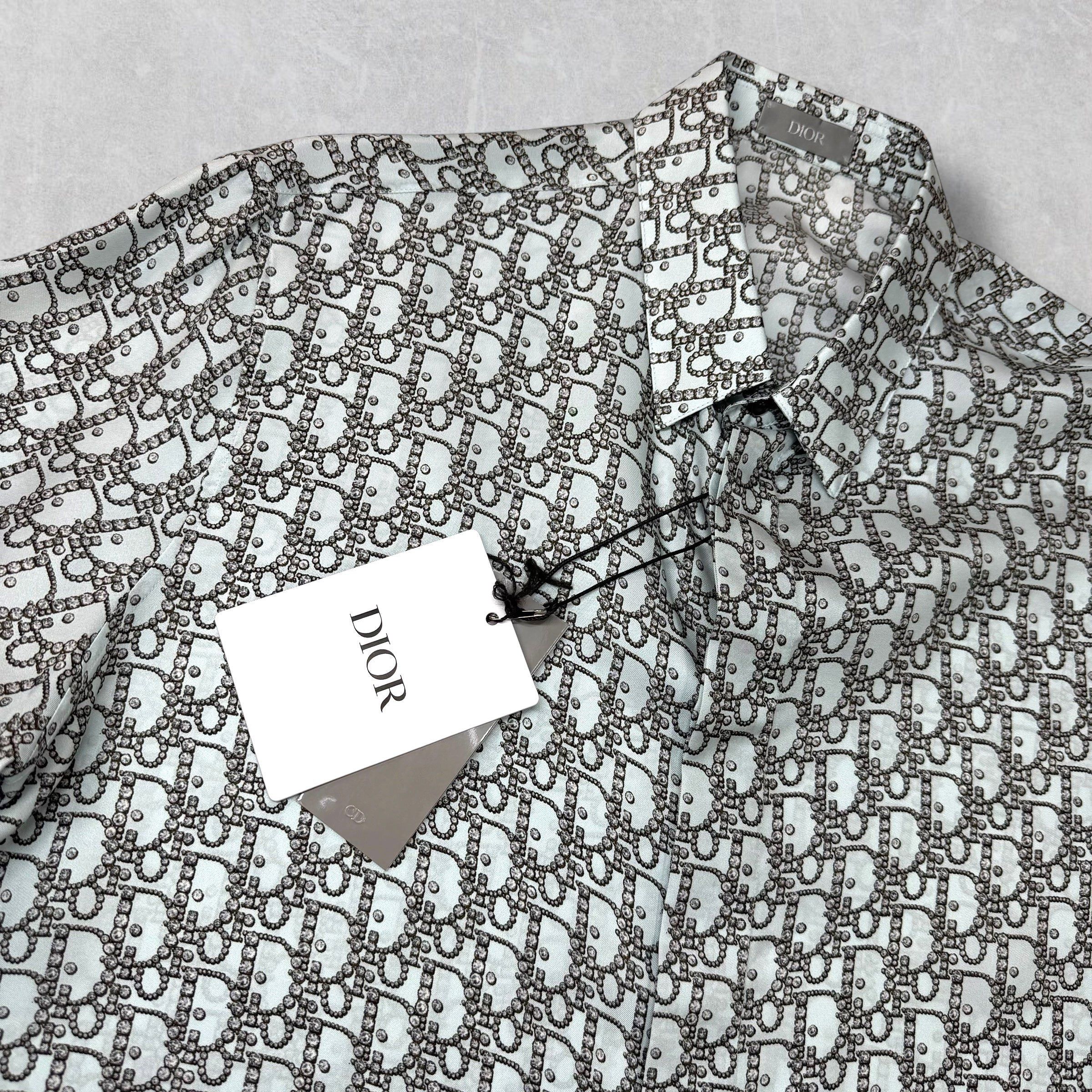 Dior Dior Oblique Beads Silk Short Sleeve Shirt 41 (L) Size US L / EU 52-54 / 3 - 4 Thumbnail