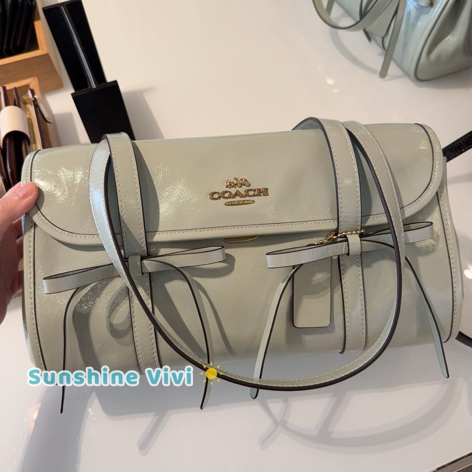 Coach NWT Coach Bridget Flap Shoulder Bag Bows CDY94 Pistachio Size ONE SIZE - 1 Thumbnail