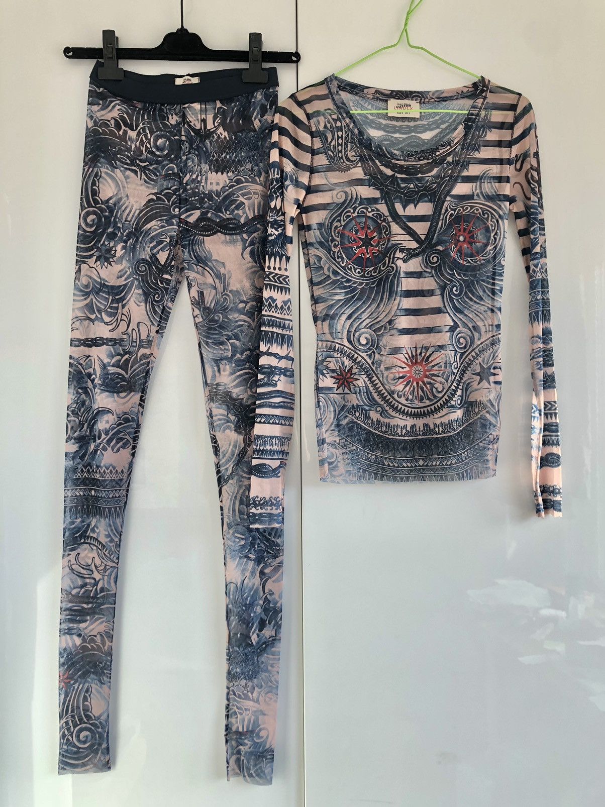 FULL SET: Gaultier x Lindex nude tattoo mesh print