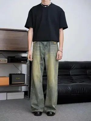 VIBE Vintage distressed wide-leg draped jeans Size US 32 / EU 48 - 5 Thumbnail