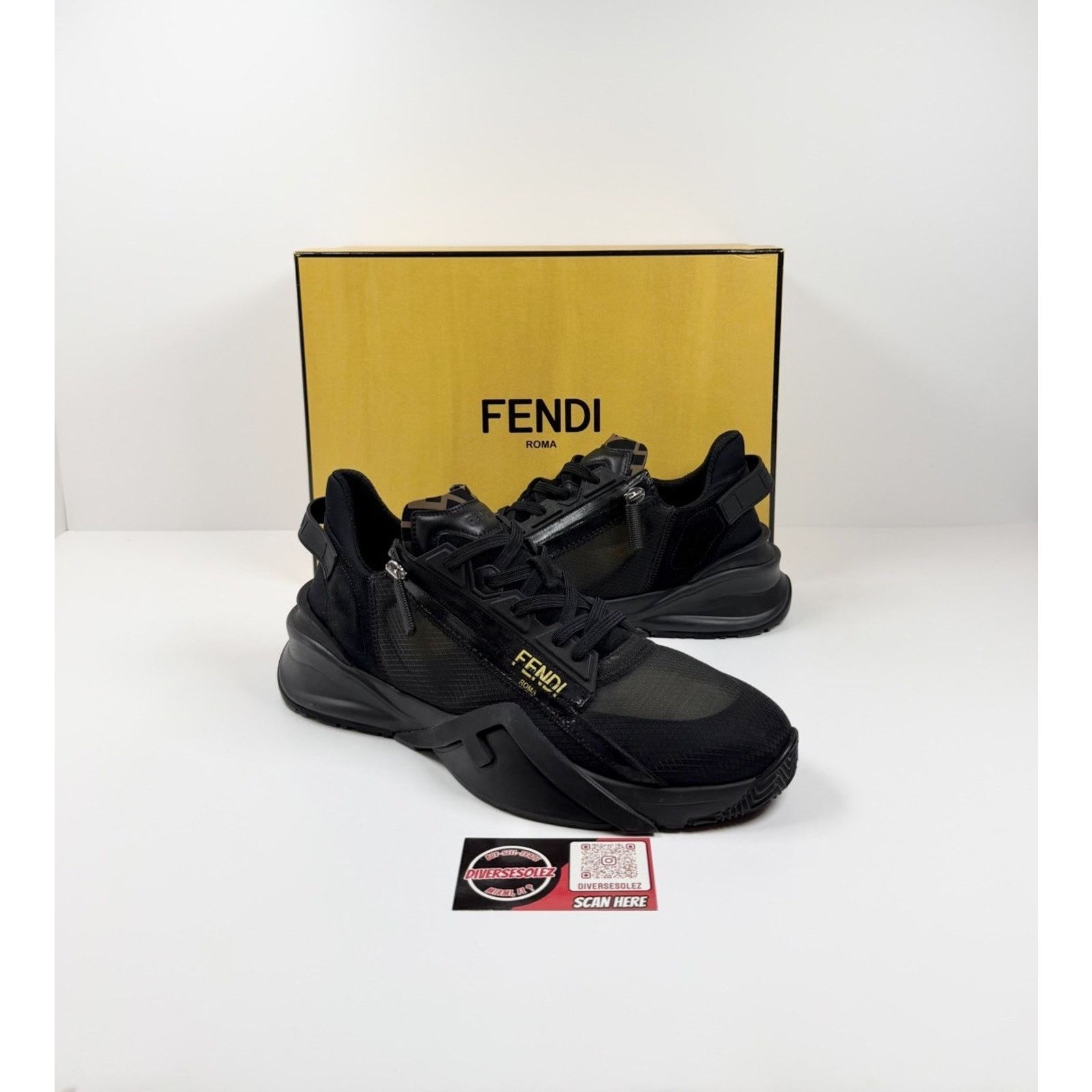 Fendi Size 11UK/12US - Fendi Flow FF Monogram Side-Zip Trainers Size US 12 / EU 45 - 1 Thumbnail