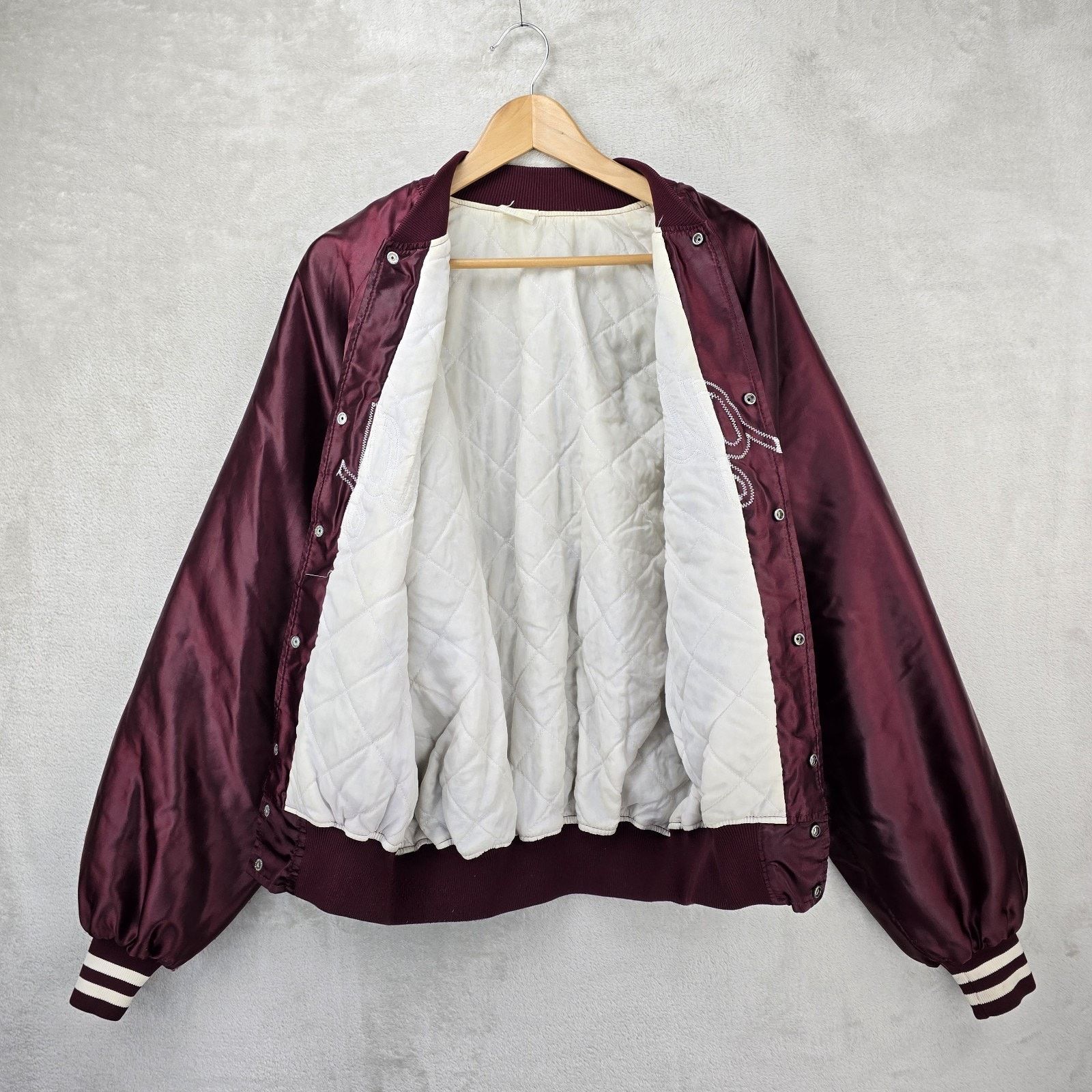 Other Vintage Texas A&M Aggies Satin Bomber Jacket XL Maroon 80s Size US XL / EU 56 / 4 - 6 Thumbnail