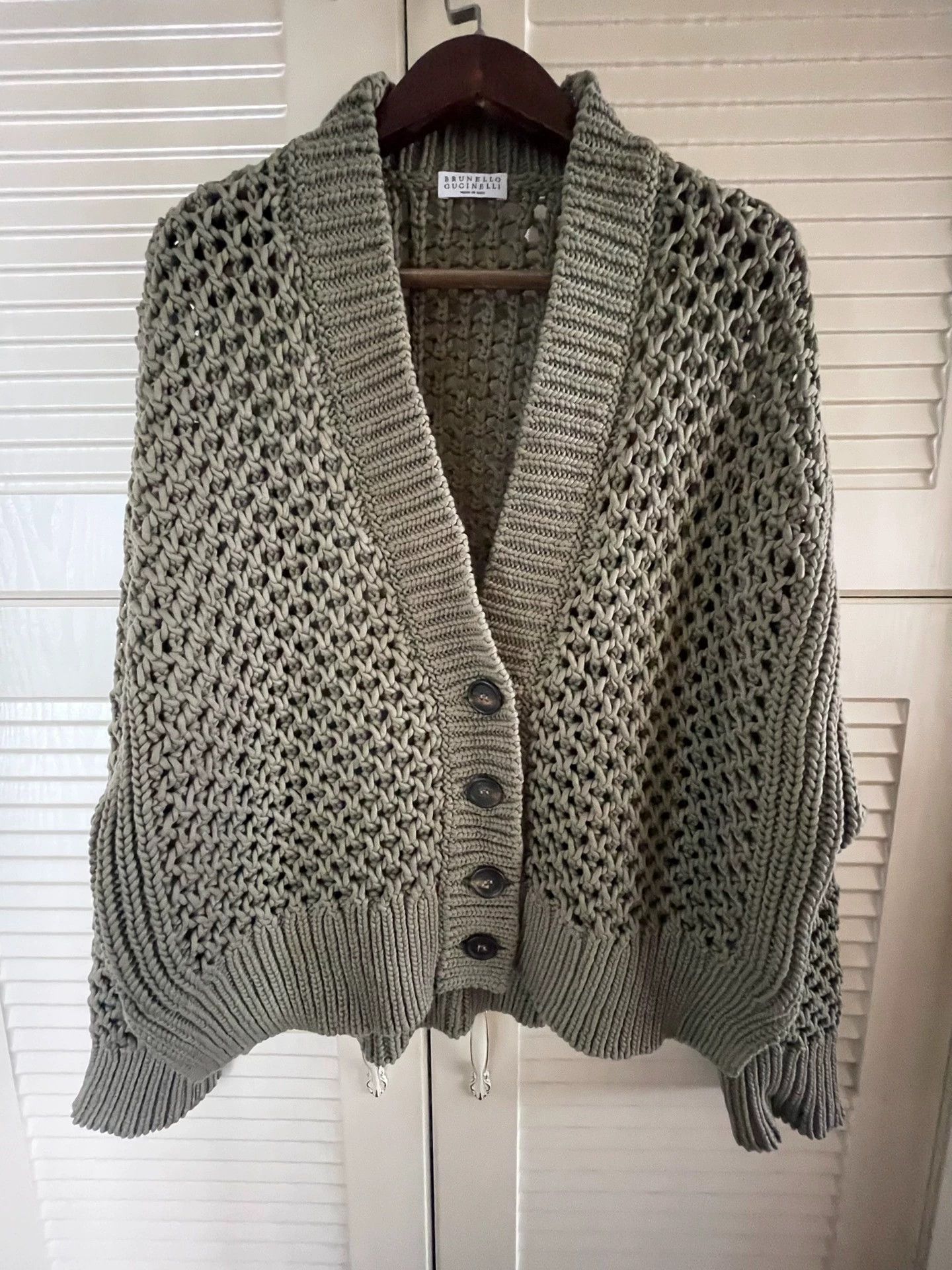 Brunello Cucinelli Brunello Cucinelli Green Cotton Cardigan - dmc Size US M / EU 48-50 / 2 - 1 Thumbnail