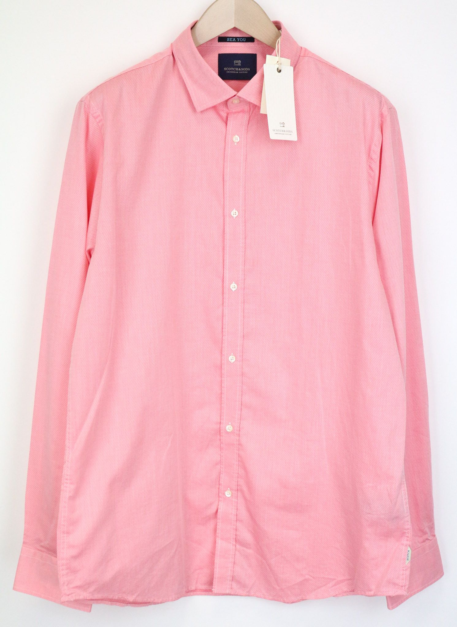 Scotch & Soda 2XL Pink Slim Melange Cotton Patterned Shirt 75873 Size US XXL / EU 58 / 5 - 1 Thumbnail