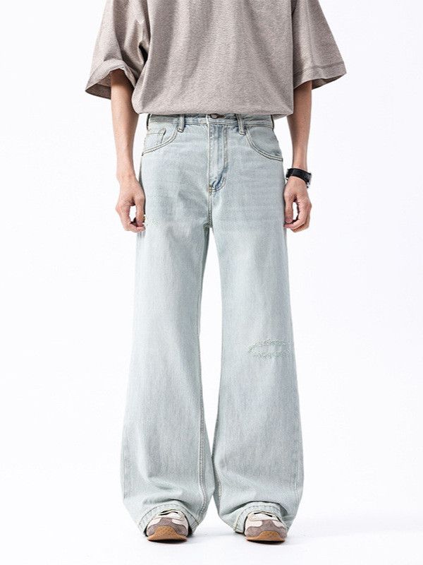 Japanese Brand Men's distressed A-line wide-leg jeans Size US 32 / EU 48 - 2 Thumbnail