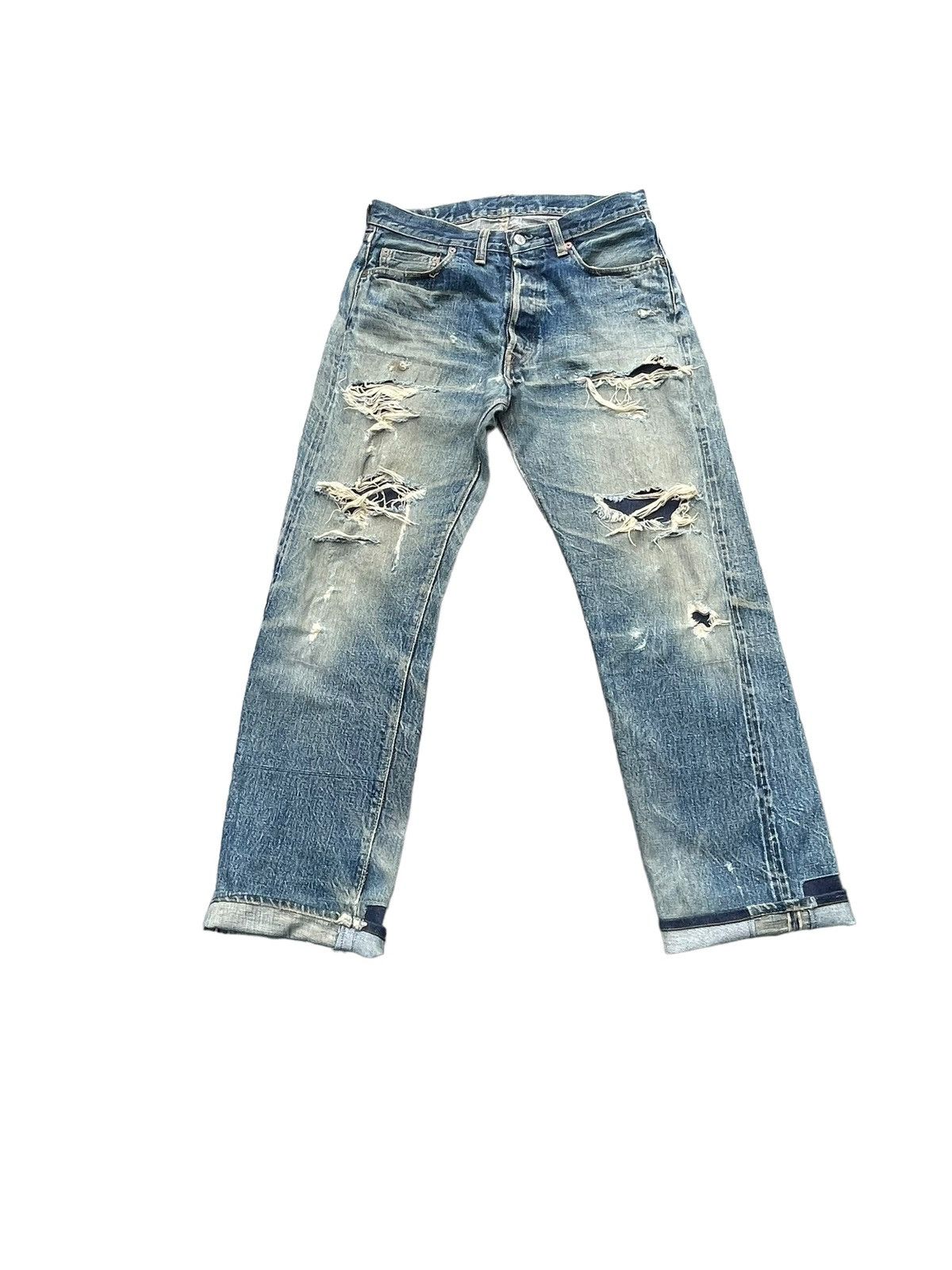 Denime × Vintage Vintage Denime Selvedge Distresed Denim Size US 32 / EU 48 - 1 Thumbnail