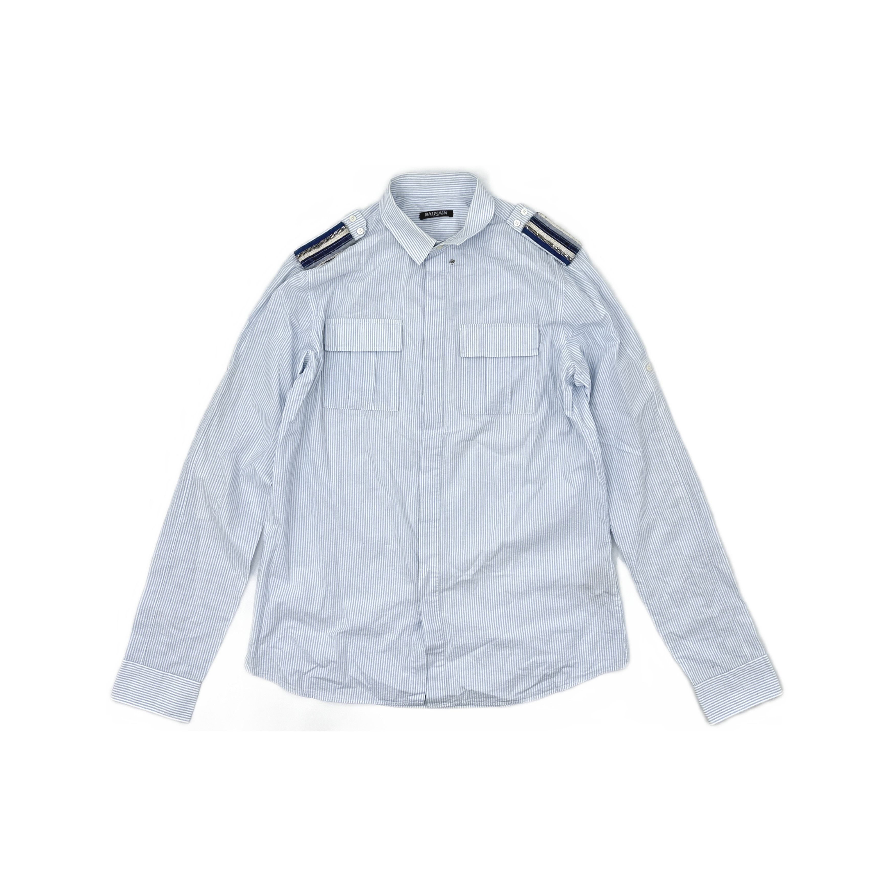 Balmain Balmain Striped Button Up Shirt Size M Size US XXS / EU 40 - 1 Thumbnail