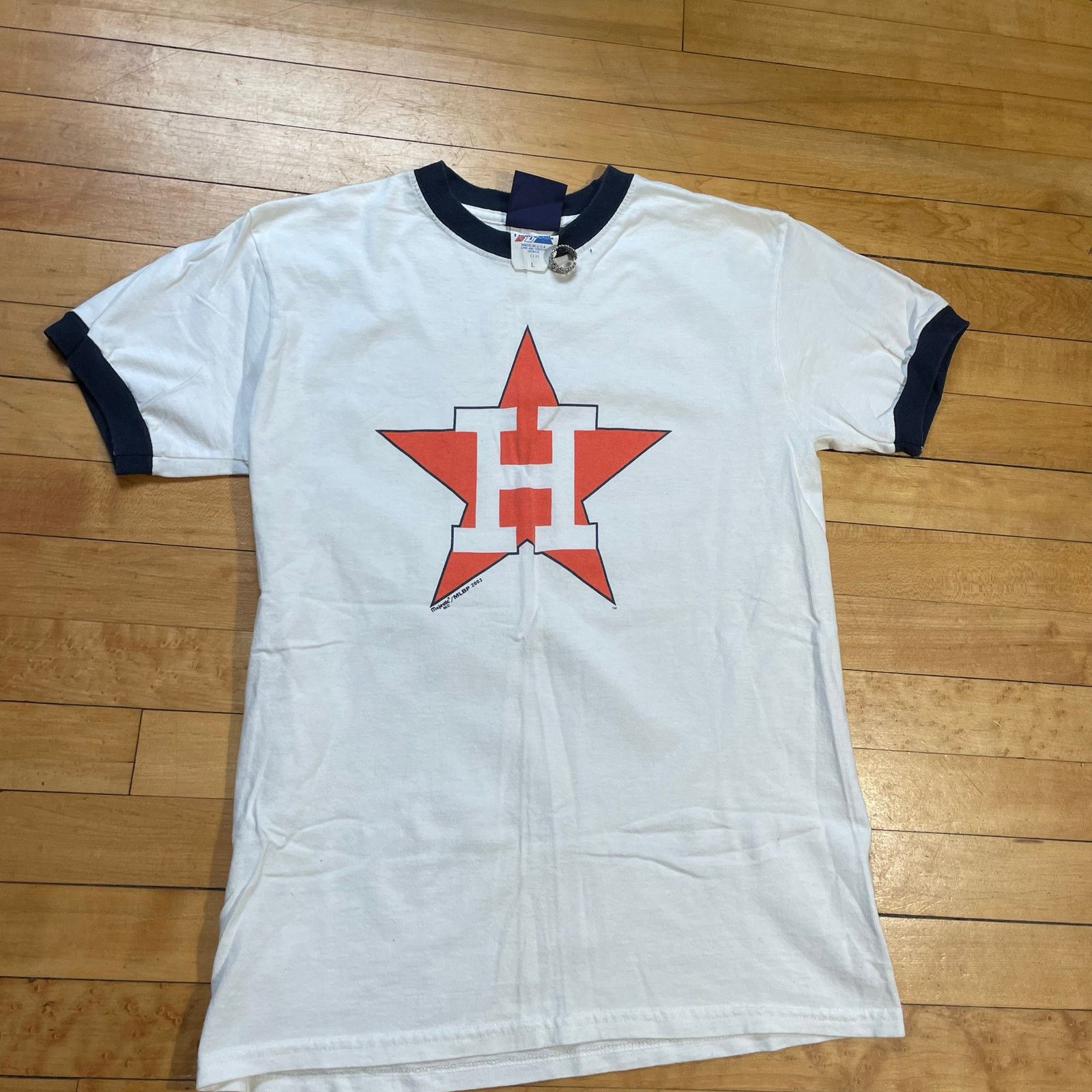 Majestic Vintage 2003 Houston Astros Ringer T Shirt Mens L MLB USA Size US L / EU 52-54 / 3 - 1 Thumbnail