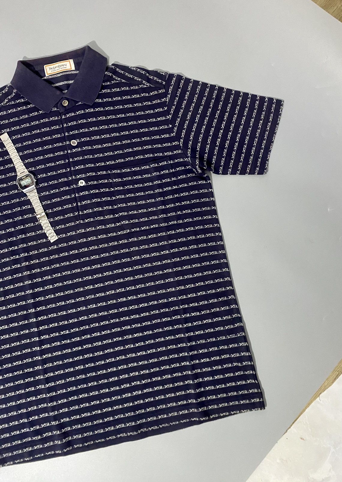 Vintage × Yves Saint Laurent 💥Monogram💥Yves Saint Laurent Polos Size US L / EU 52-54 / 3 - 3 Thumbnail