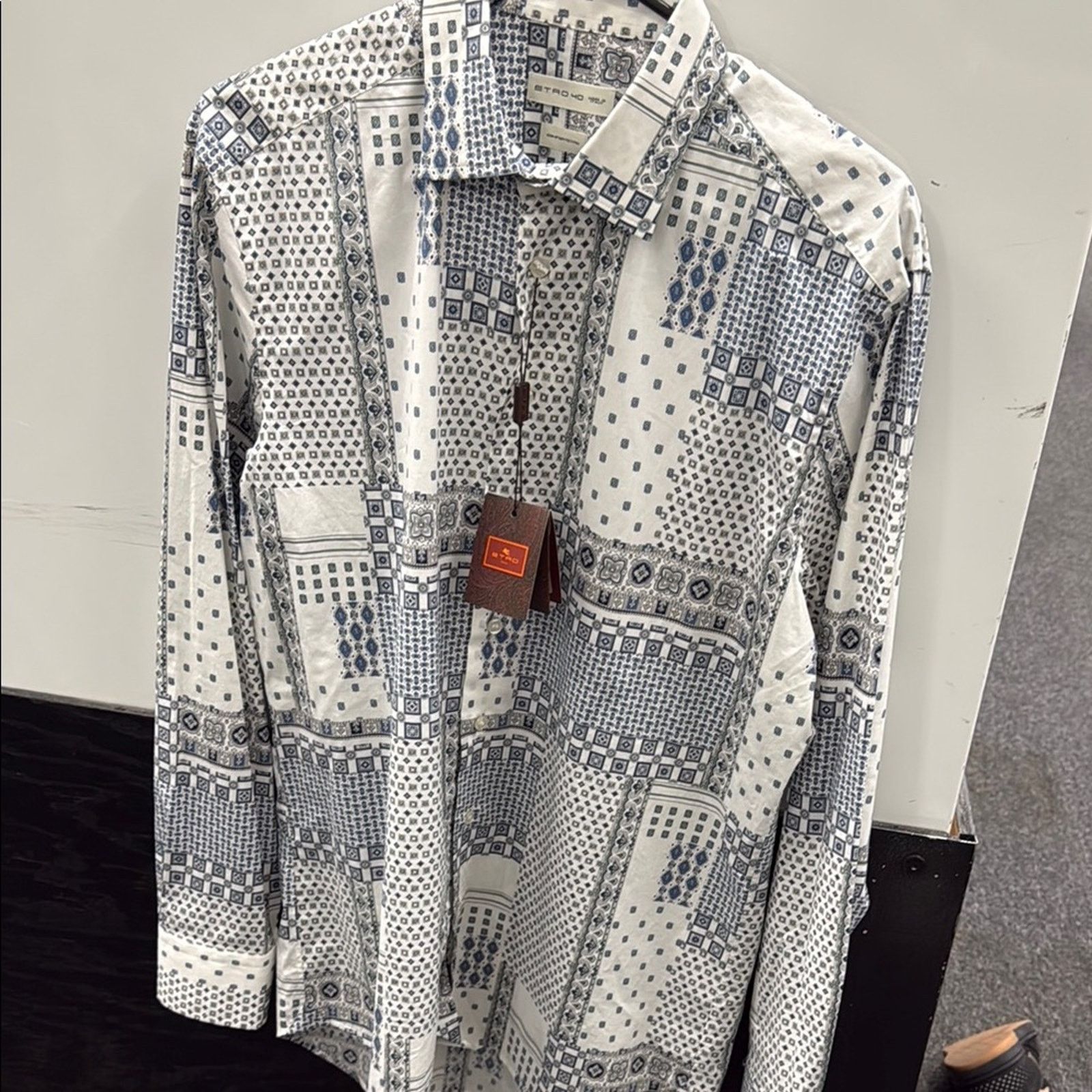Etro NWT Etro Patterned Blue and White Men's Shirt Size S Size US S / EU 44-46 / 1 - 1 Thumbnail