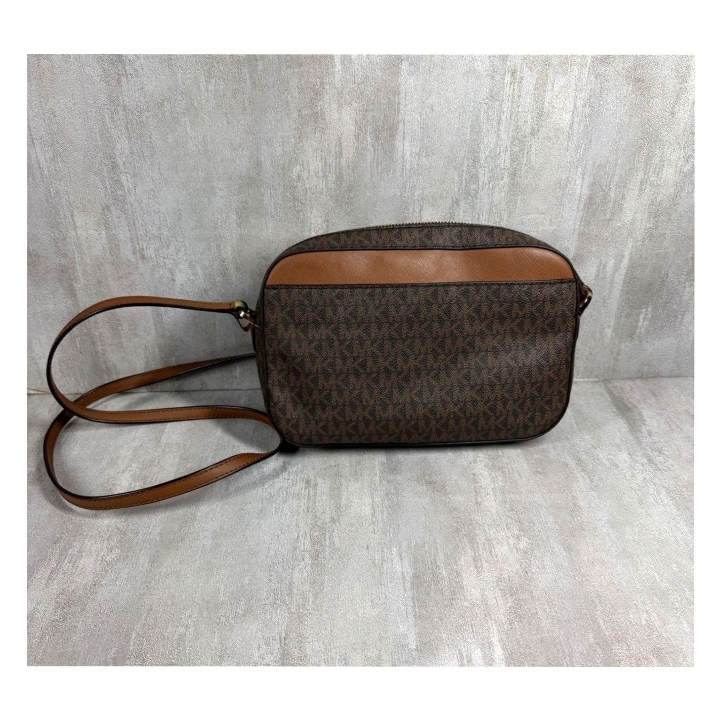 Michael Kors Michael Kors Jet Set Large East West Crossbody Bag Brown Logo Canvas Leather Acorn Strap Chain Flaw Size ONE SIZE - 4 Thumbnail