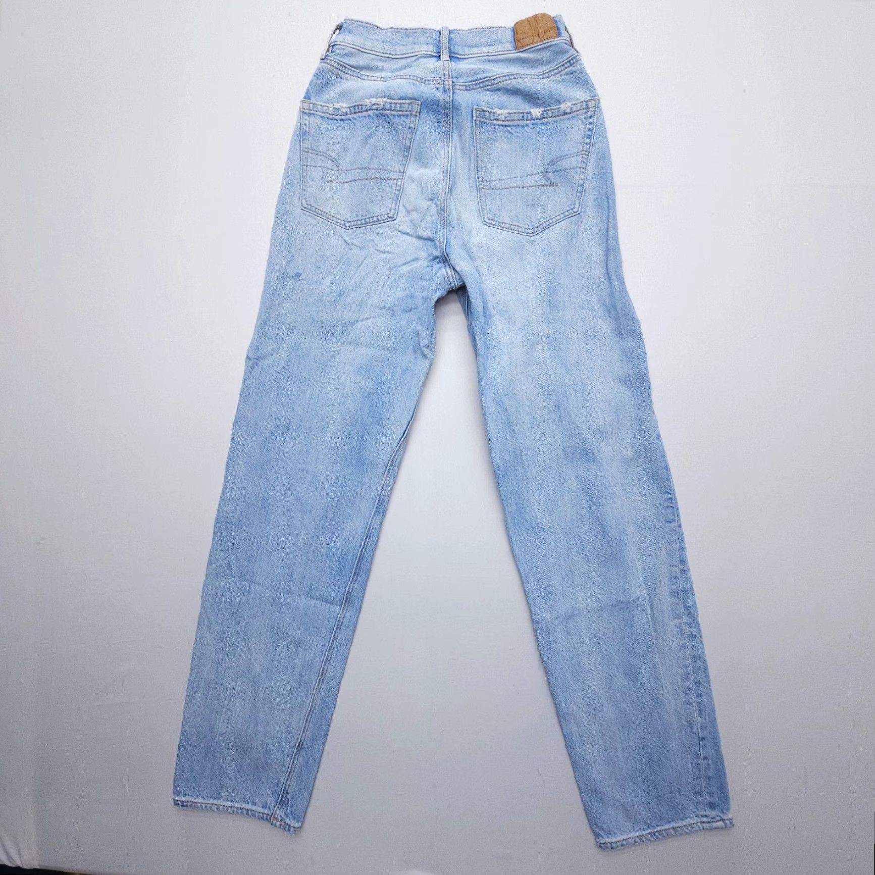 American Eagle Outfitters American Eagle Outfitters Baggy Jeans Size 0 Blue Rigid Cotton Denim High Rise Straight Women Size 25" / US 0 / IT 36 - 2 Thumbnail
