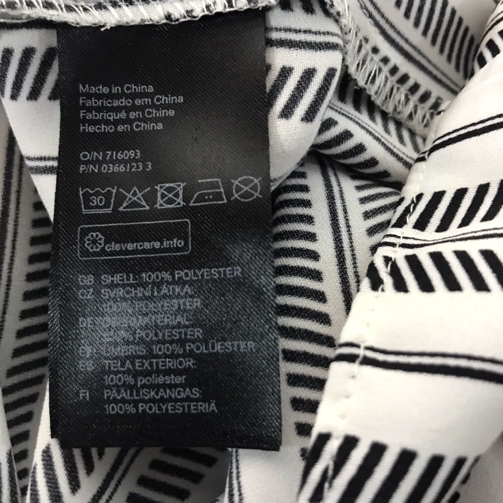 H&M H&M Dress A-Line Midi Women Size 8 Black/White Geometric Roll Tab Sleeve V-Neck Drawstring Waist Modern Womens Size M / US 6-8 / IT 42-44 - 4 Thumbnail