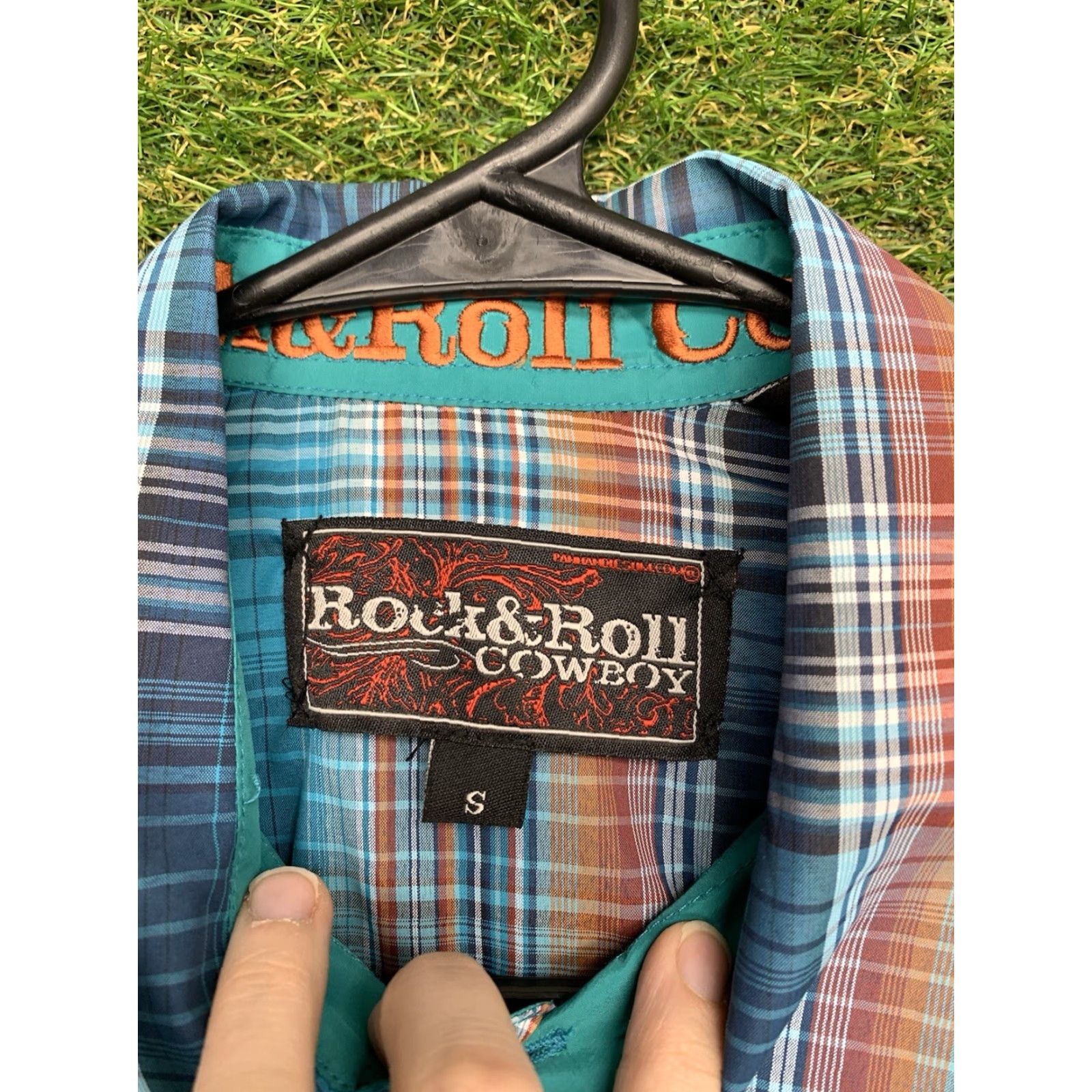 Vintage Rock & Roll Cowboy Shirt Mens Small Blue Plaid Pearl Snap All Over Western 90s Size US S / EU 44-46 / 1 - 6 Thumbnail