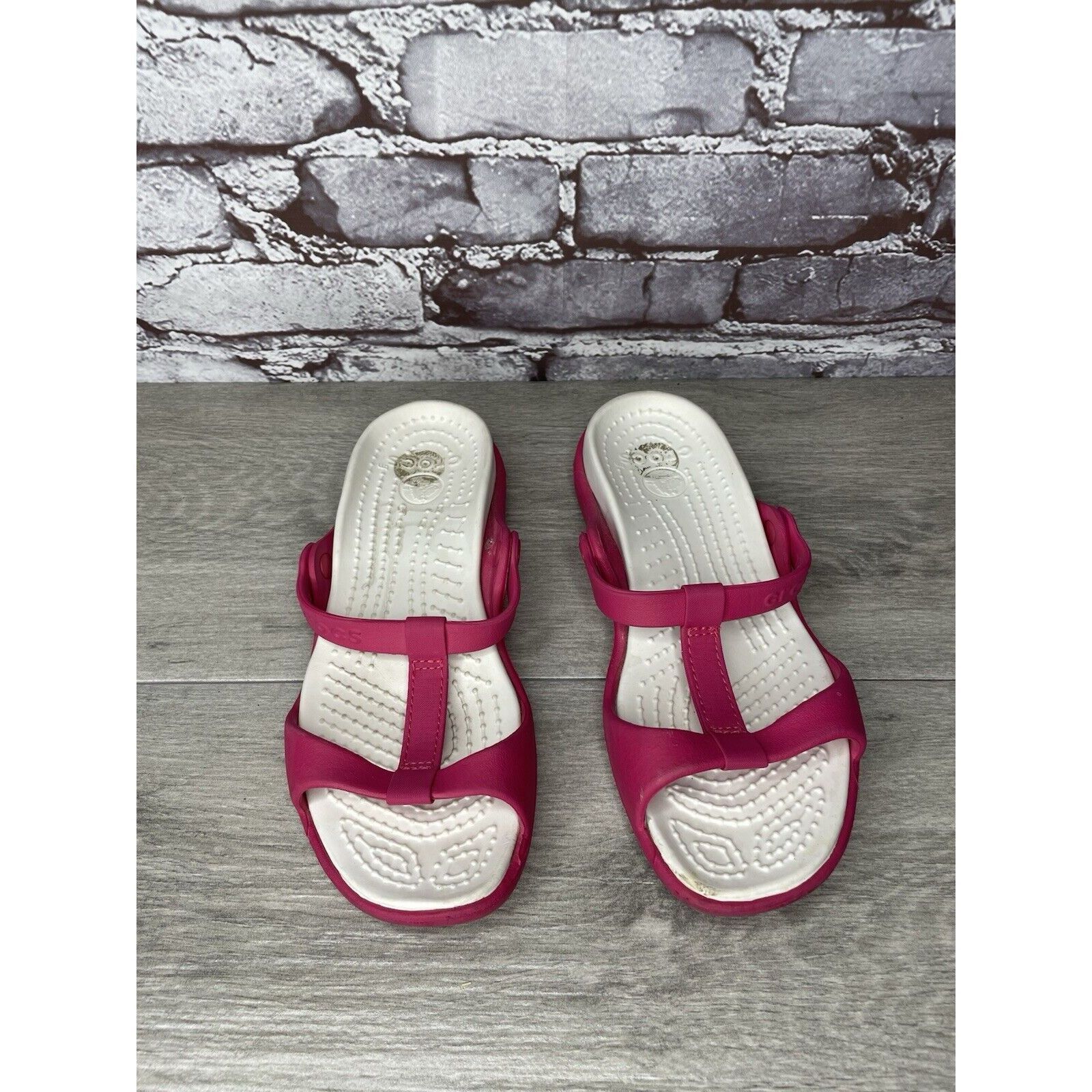 Crocs Crocs Pink Rubber Slides Lightweight Wedge Comfort Sandals W Size US 7 / IT 37 - 16 Thumbnail