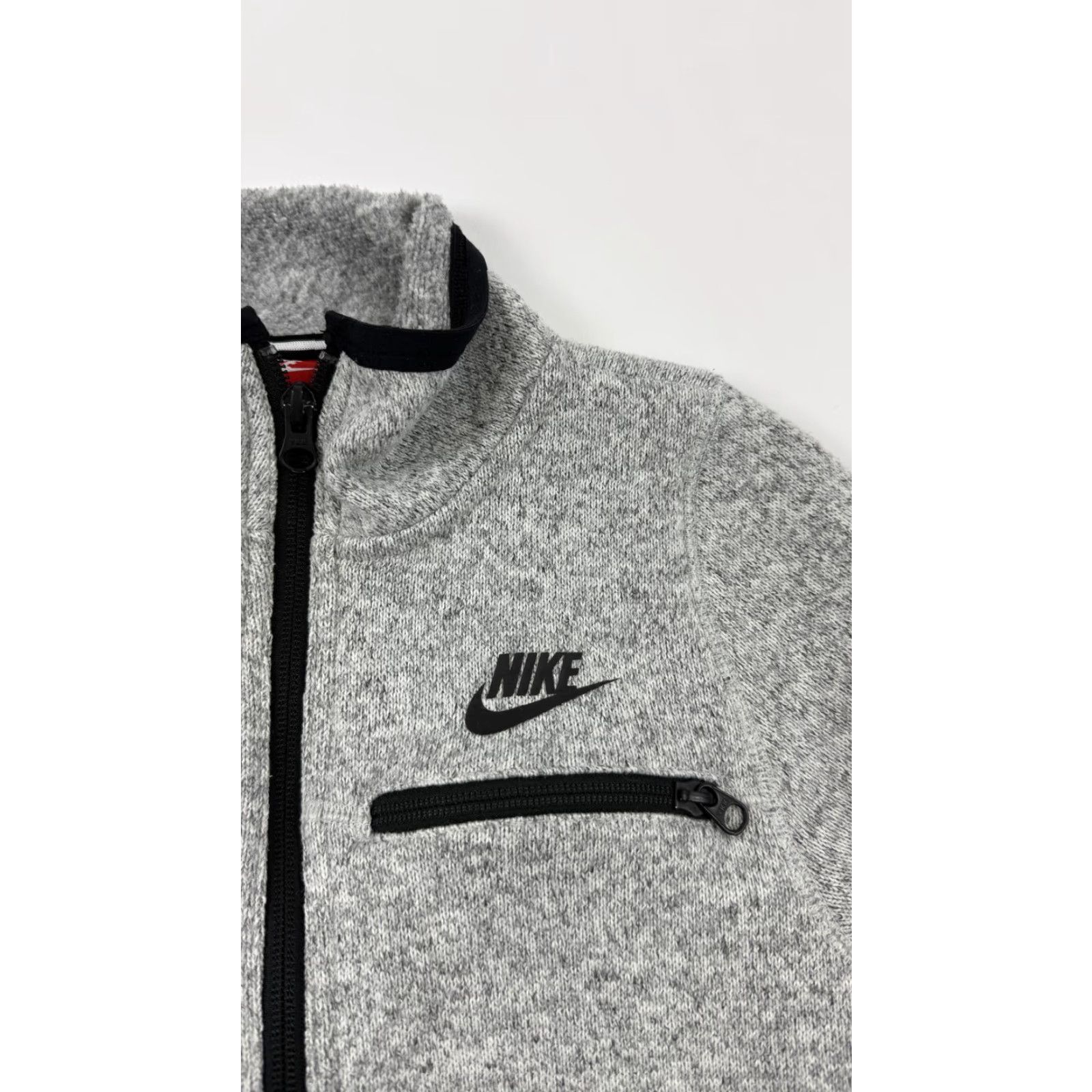 Nike Nike Jacket Womens XS Gray Full Zip Fleece Sweater Knit Chest Pocket Swoosh Logo Size XS / US 0-2 / IT 36-38 - 2 Thumbnail
