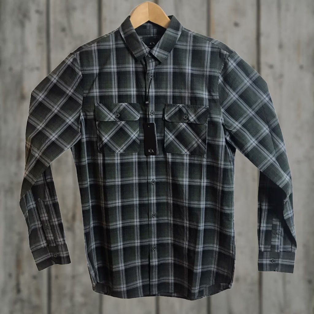 Armani Exchange Armani Exchange AX Mens Shirt Sz Small Long Sleeve Green Plaid Regular Fit NEW Size US S / EU 44-46 / 1 - 1 Thumbnail