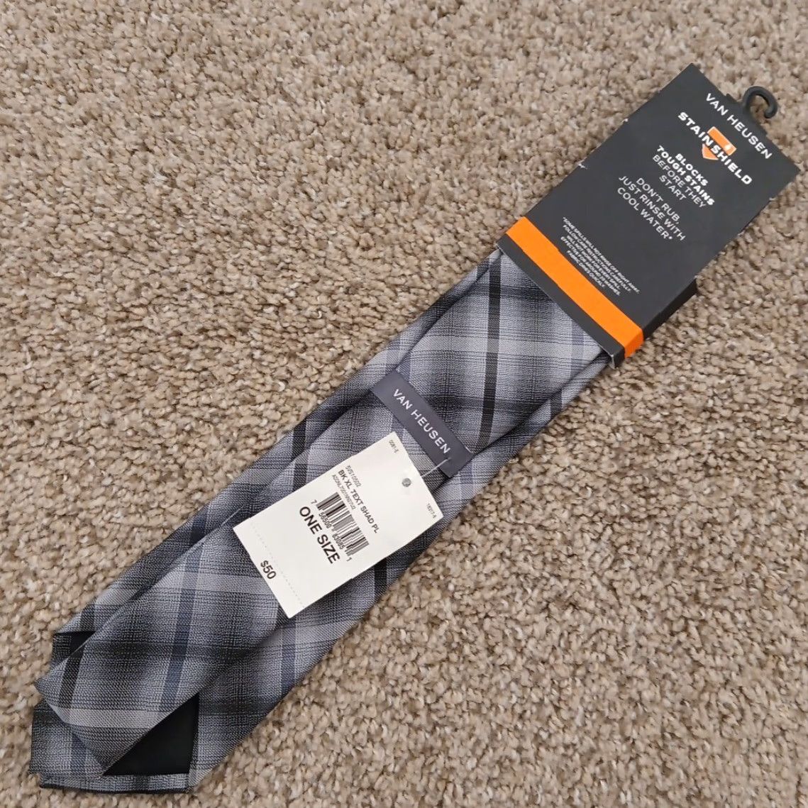 Van Heusen Van Heusen Tie Gray Polyester Necktie Plaids & Checks Extra Long Necktie Men Long New Gray Size ONE SIZE - 4 Thumbnail