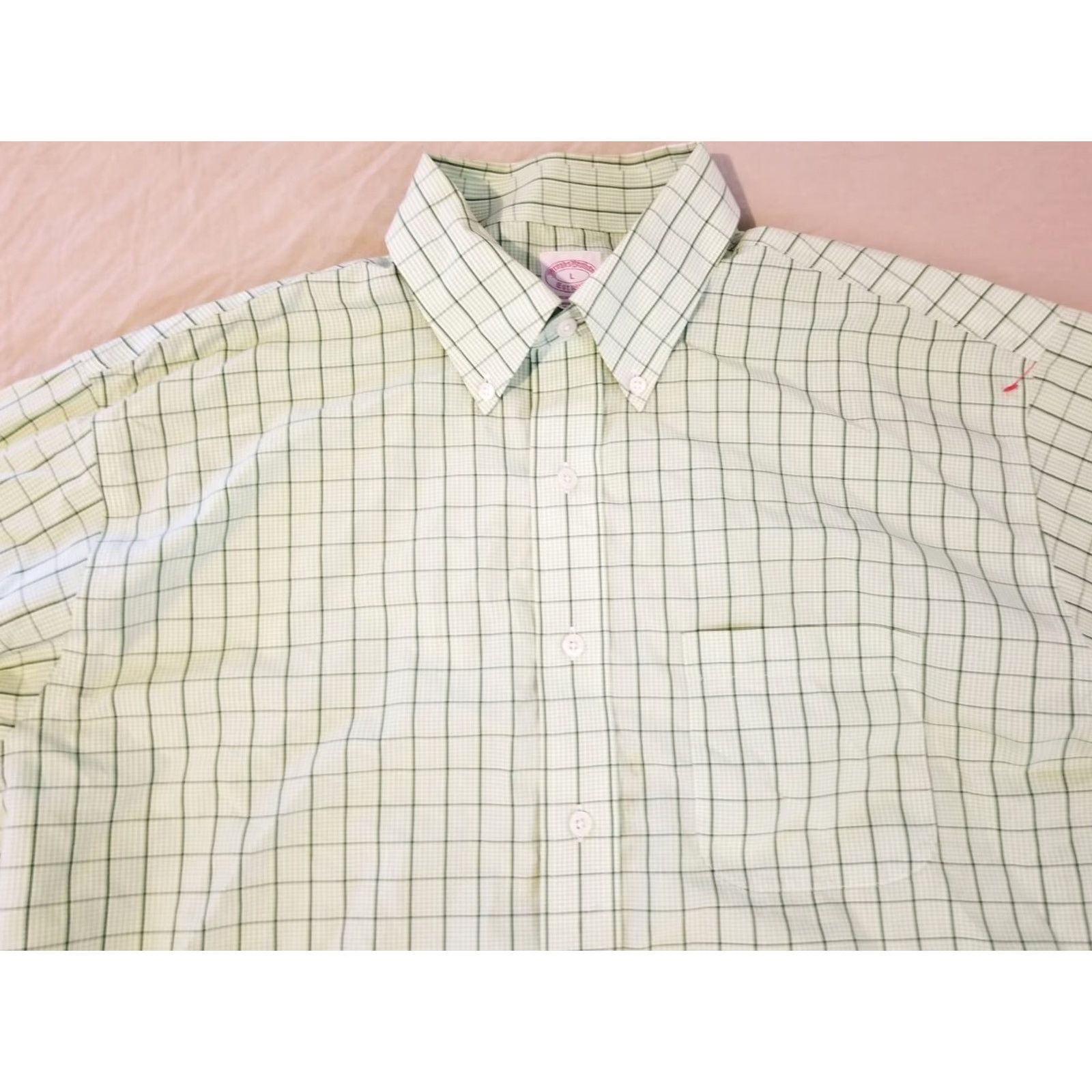 Brooks Brothers Brooks Brothers Dress Shirt L Regular Green Cotton Mens Button Size 42R - 2 Thumbnail