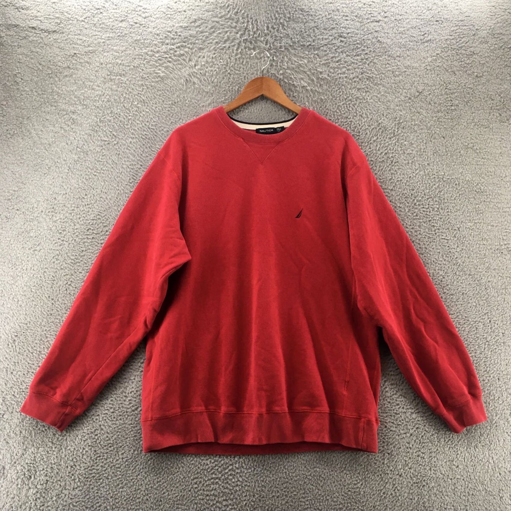 Nautica Nautica Fleece Lined Sweater Mens Large Red Cotton Blend Long Sleeve Pullover Size US L / EU 52-54 / 3 - 2 Thumbnail