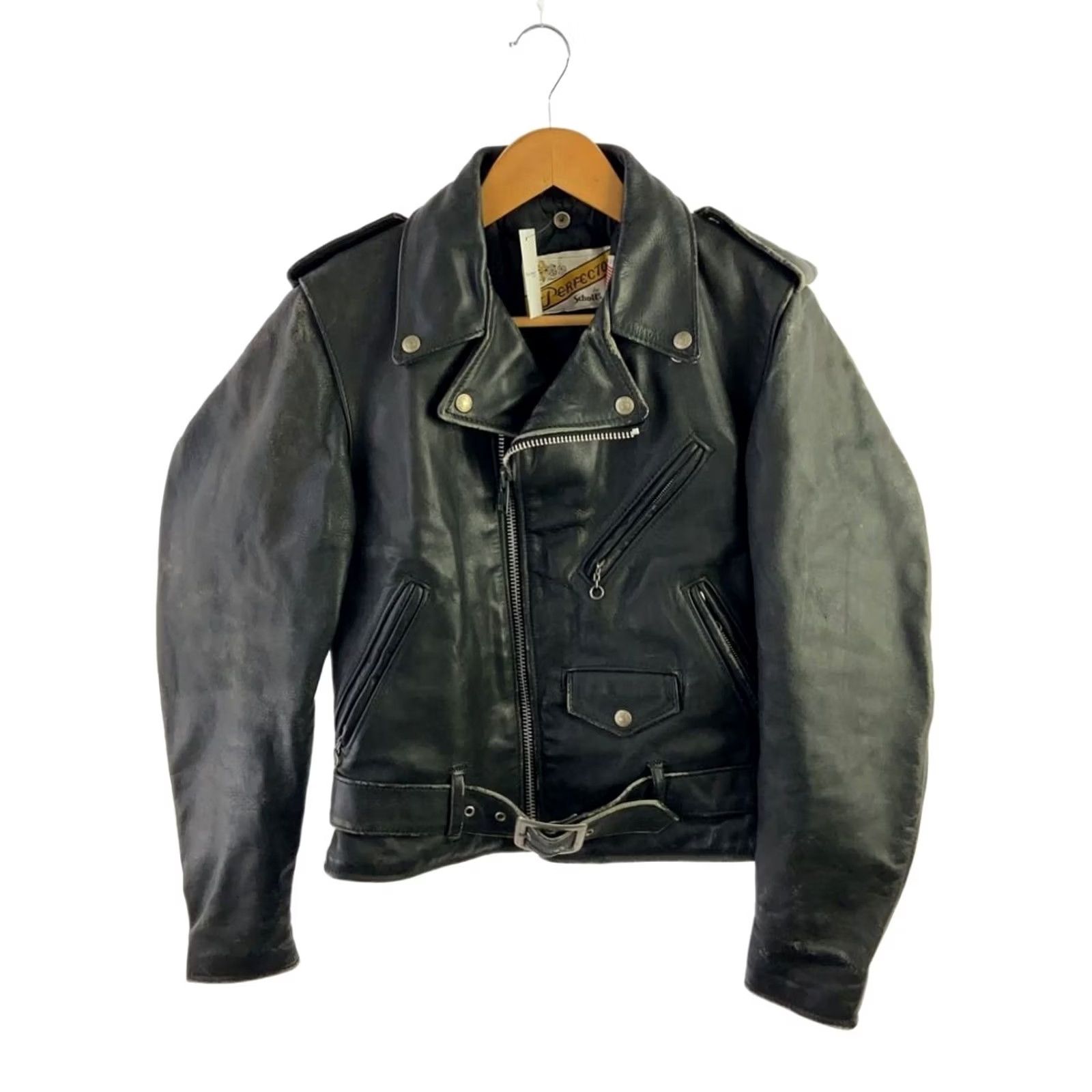 Schott VINTAGE Schott Perfecto Double Leather Riders Jacket 36 Black Mens Jacket Short Leather Bike 80s 90s Size US XXS / EU 40 - 2 Thumbnail