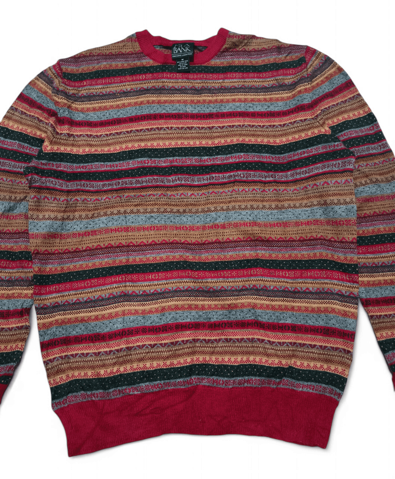 Jos. A. Bank Vintage 90s JOS A BANK Aztec Ethnic Motifs Knit Sweater Size US M / EU 48-50 / 2 - 2 Thumbnail