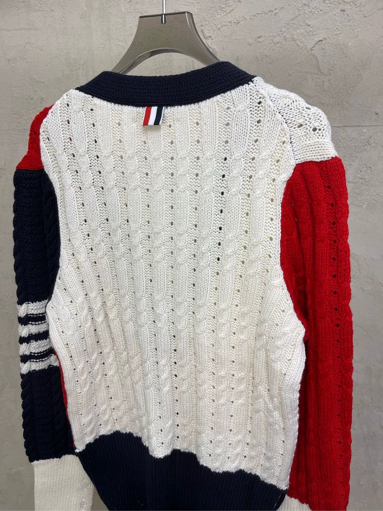 Thom Browne Thom browne Red and white color block four-striped wool kni Size US S / EU 44-46 / 1 - 4 Thumbnail