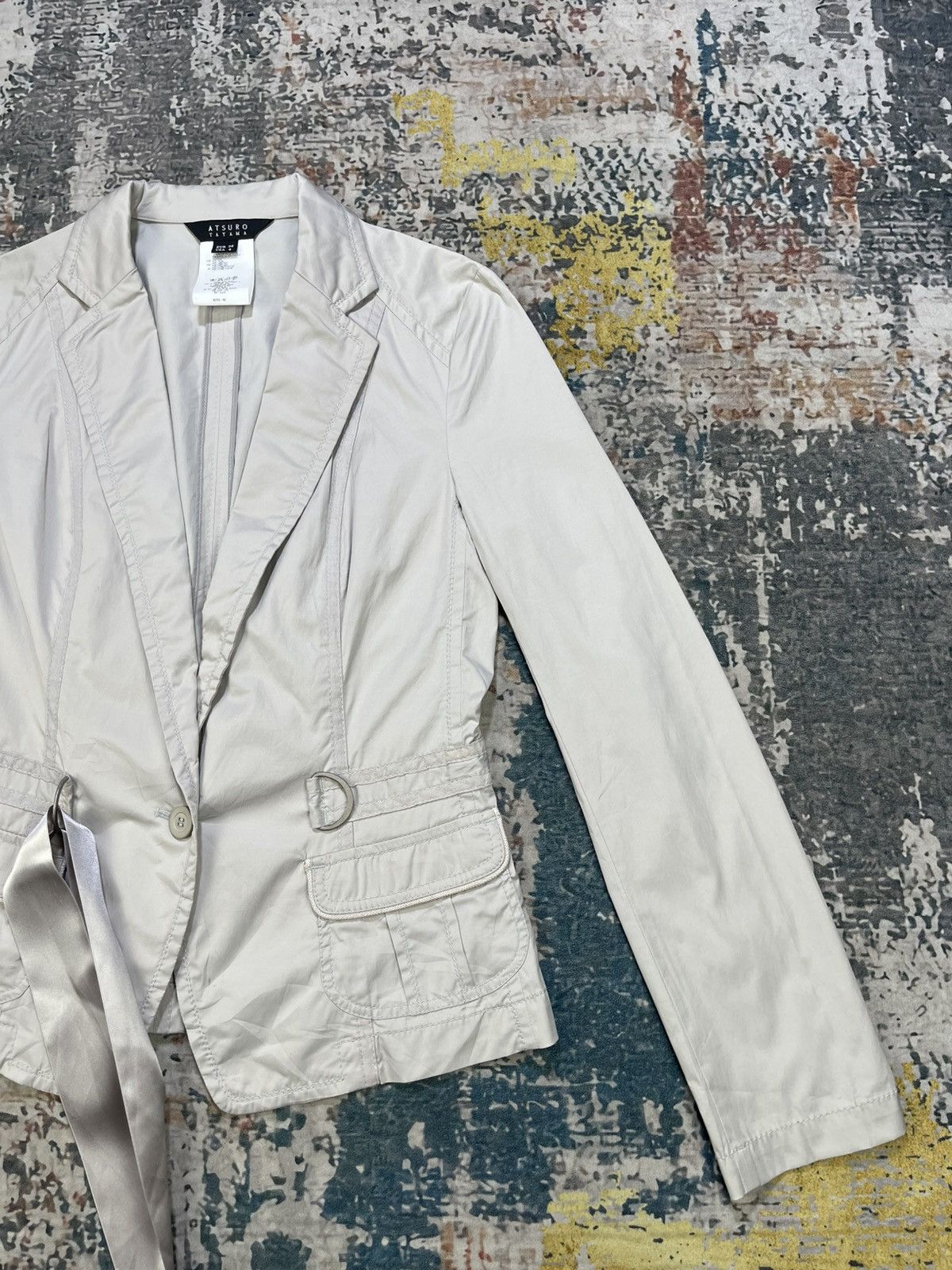 ATSURO TAYAMA Atsuro Tayama Cream Belt Tie Waist Blazer Size M / US 6-8 / IT 42-44 - 3 Thumbnail