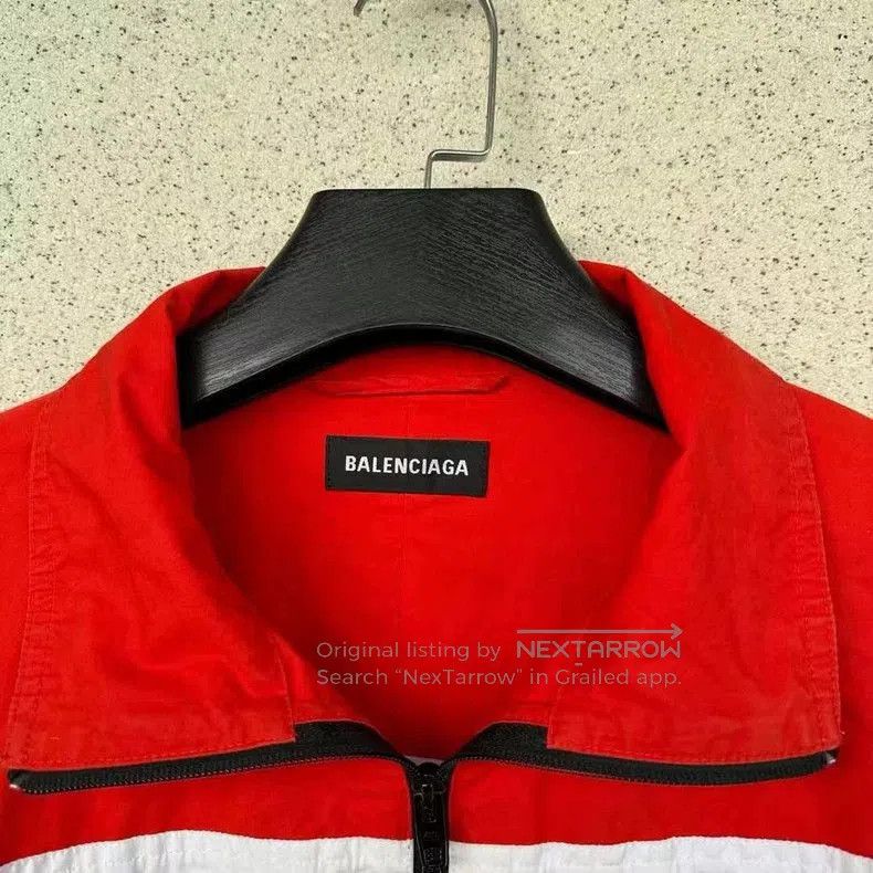 Balenciaga Balenciaga Red White Logo Windbreaker. Size US M / EU 48-50 / 2 - 2 Thumbnail
