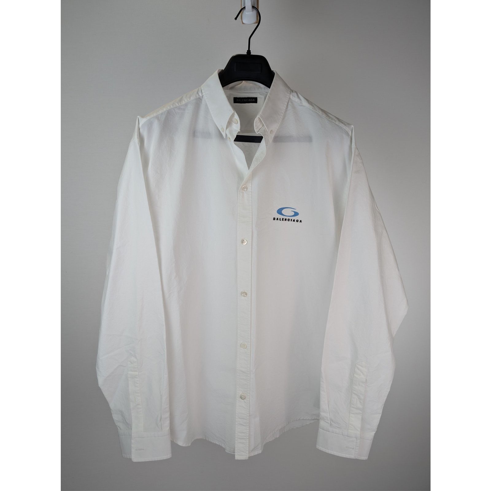 Balenciaga o1rshd1 Long-Sleeve Large Fit Cotton Poplin Shirt in White Size US XXL / EU 58 / 5 - 2 Thumbnail
