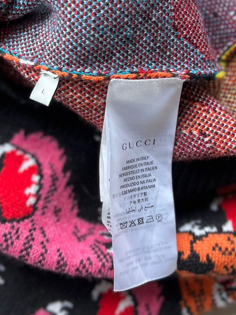 Gucci Gucci Multi-color pattern printed wool V-neck long-sleeved Size US L / EU 52-54 / 3 - 4 Thumbnail