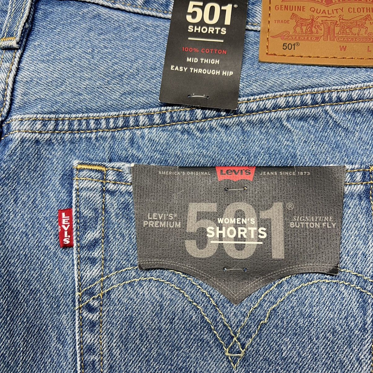 Levi's NEW Levis Premium Jean Shorts Blue 501 Mid Thigh Distressed Size 32" / US 10 / IT 46 - 20 Thumbnail
