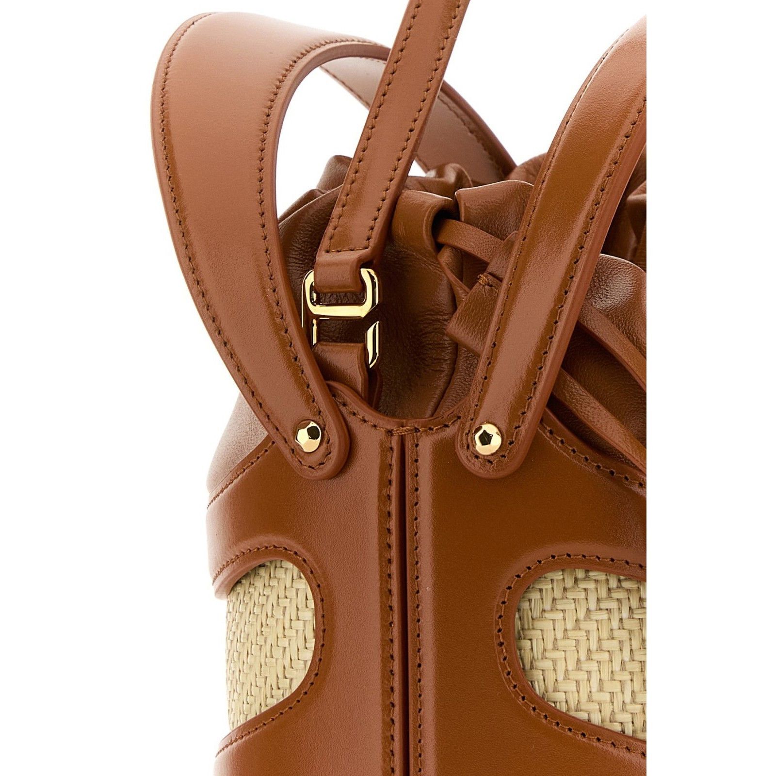 Alexander McQueen ALEXANDER MCQUEEN The Rise Two-Tone Brown Raffia / Leather B Size ONE SIZE - 4 Thumbnail