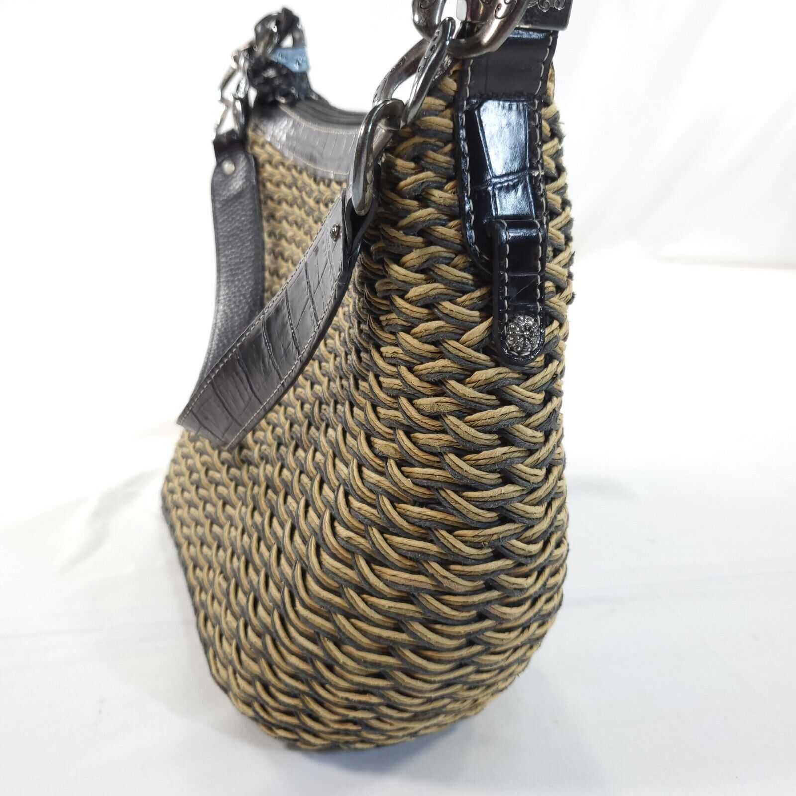 Brighton Britghton Rafia Woven Single Strap Handbag Brown Black Size ONE SIZE - 2 Thumbnail