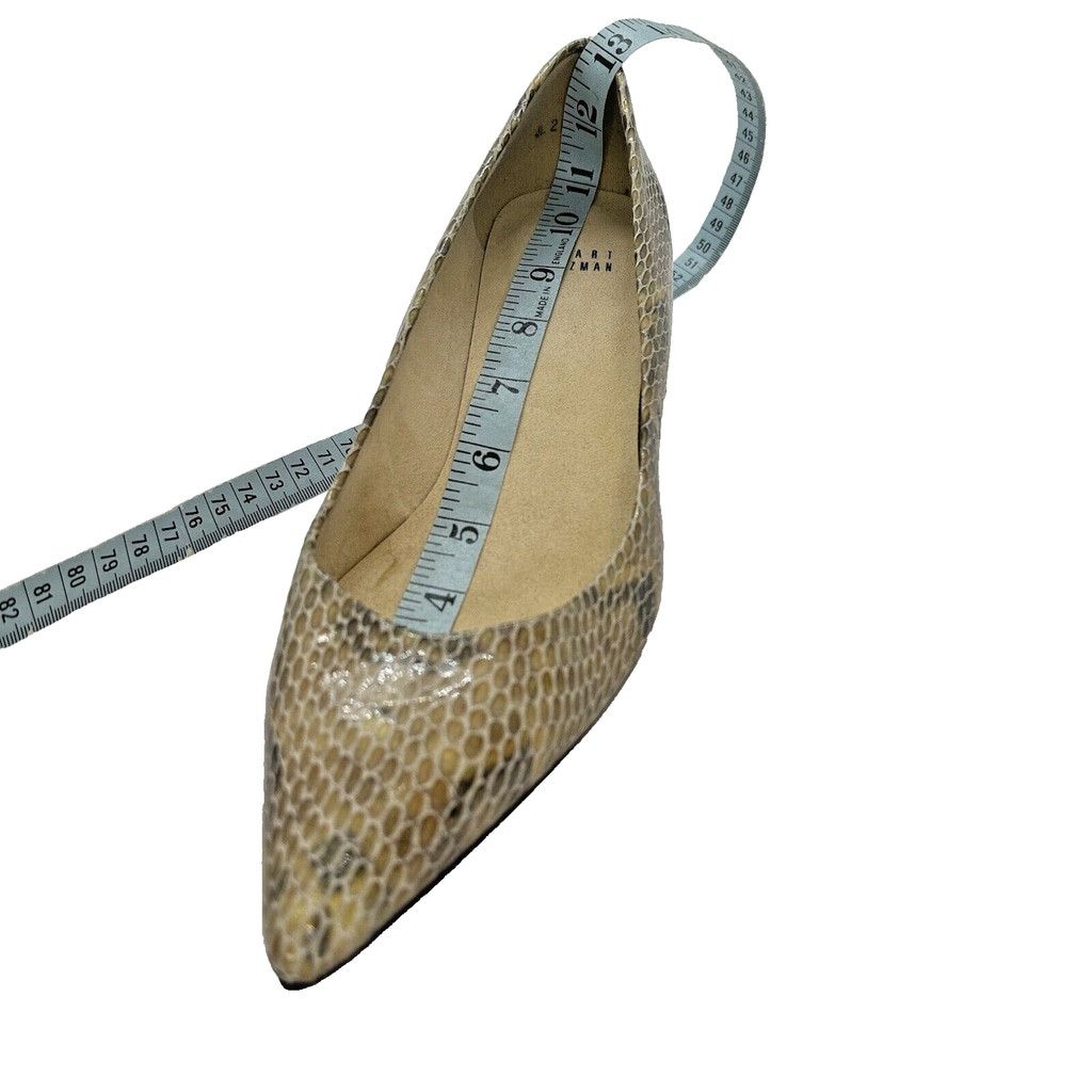Stuart Weitzman Stuart Weitzman 9.5M Snakeskin Kitten Heel Pointed Tan Pumps Size US 9.5 / IT 39.5 - 15 Thumbnail