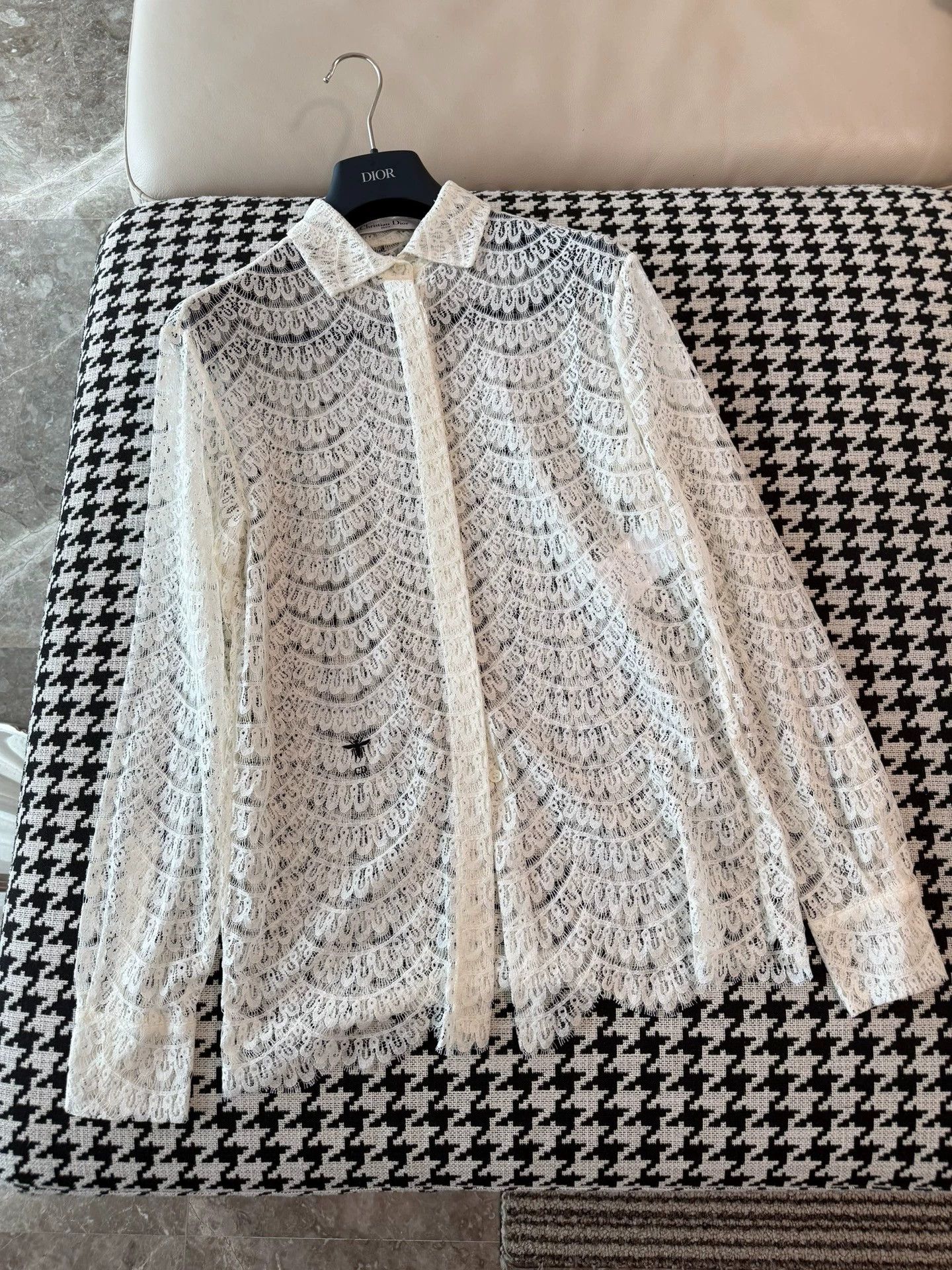 Dior Dior Lace Cutout Blouse 34 (Mint) Size XS / US 0-2 / IT 36-38 - 5 Thumbnail