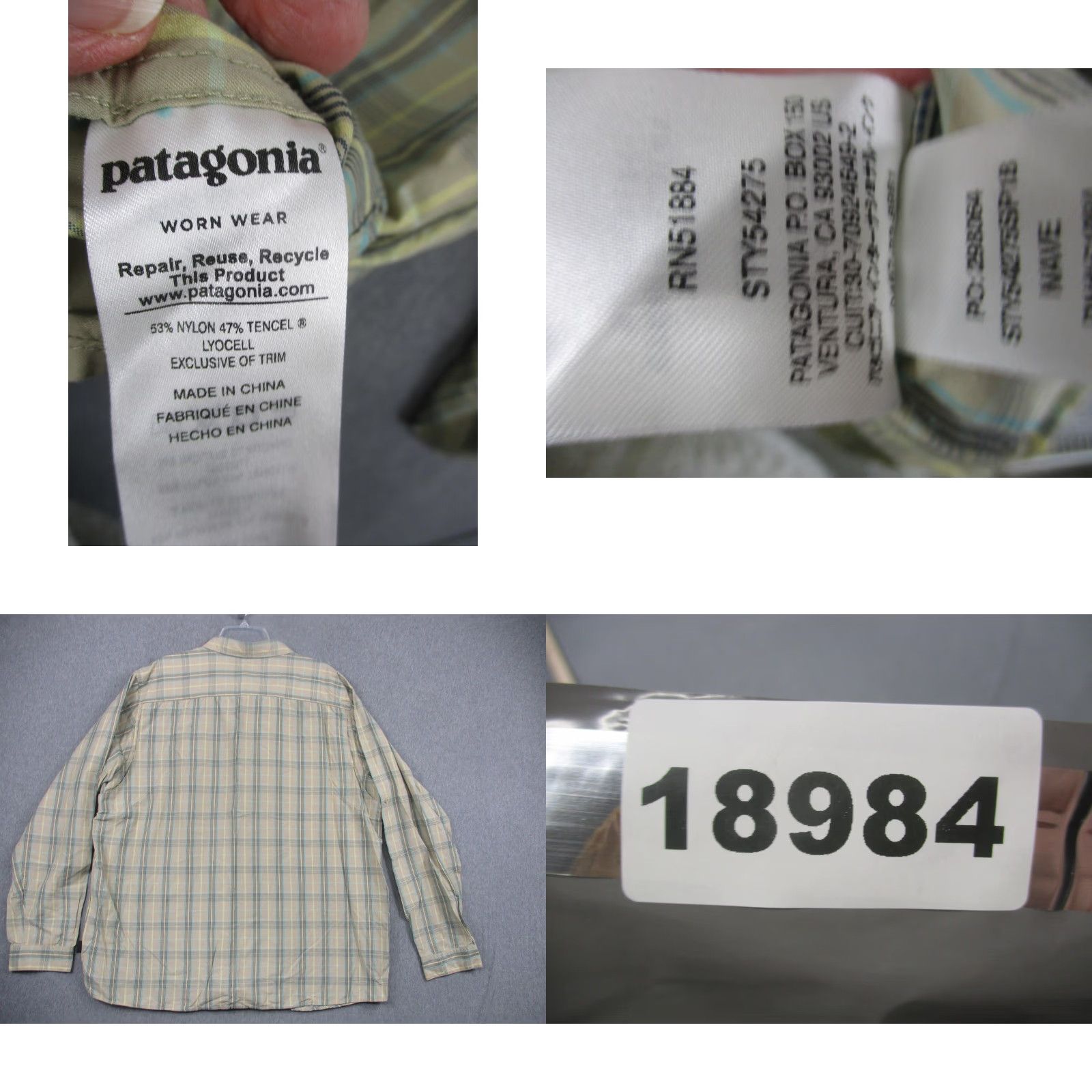 Patagonia Patagonia Shirt Mens 2XL Beige Plaid Tencel Long Sleeve Button Front STY54275 Size US XXL / EU 58 / 5 - 8 Thumbnail